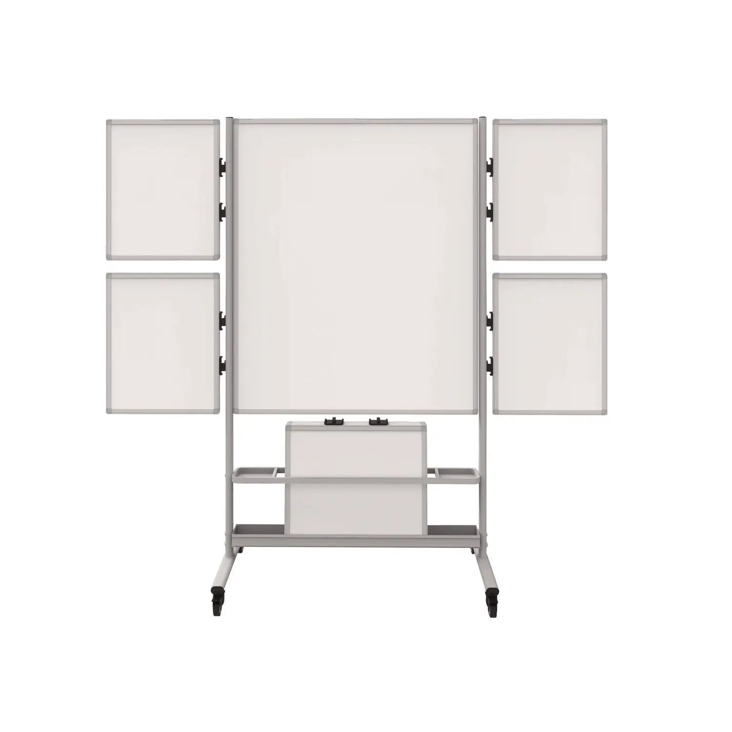 Luxor Mobile Collaboration Station Whiteboard with 4 Attachable Marker Boards, 40.4" x 48.6", White Surface, Silver Aluminum Frame Luxor Flipcost