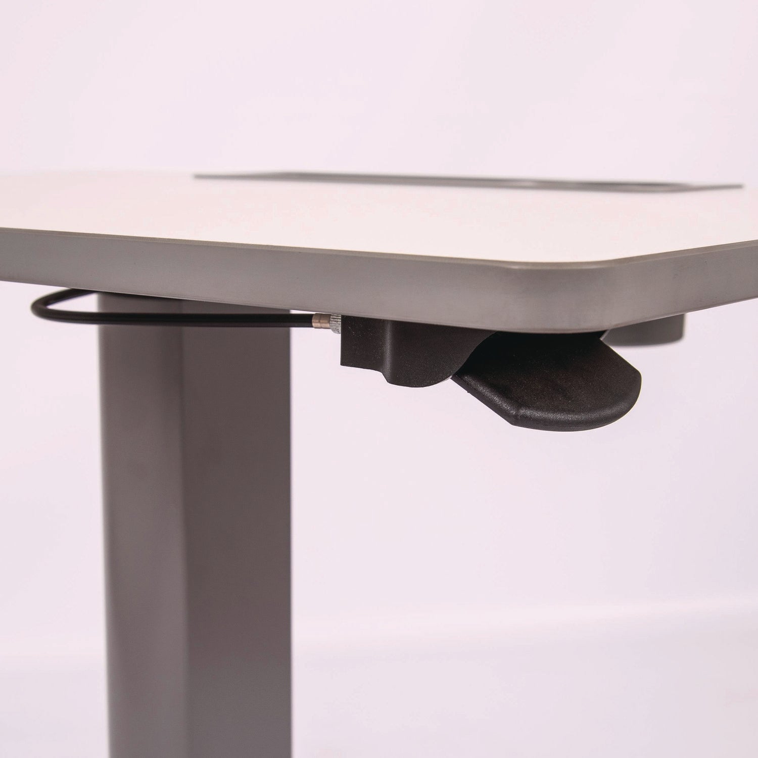 Luxor Pneumatic Sit Stand Desk, 27.5 x 19.5 x 26.25 to 42, White/Gray