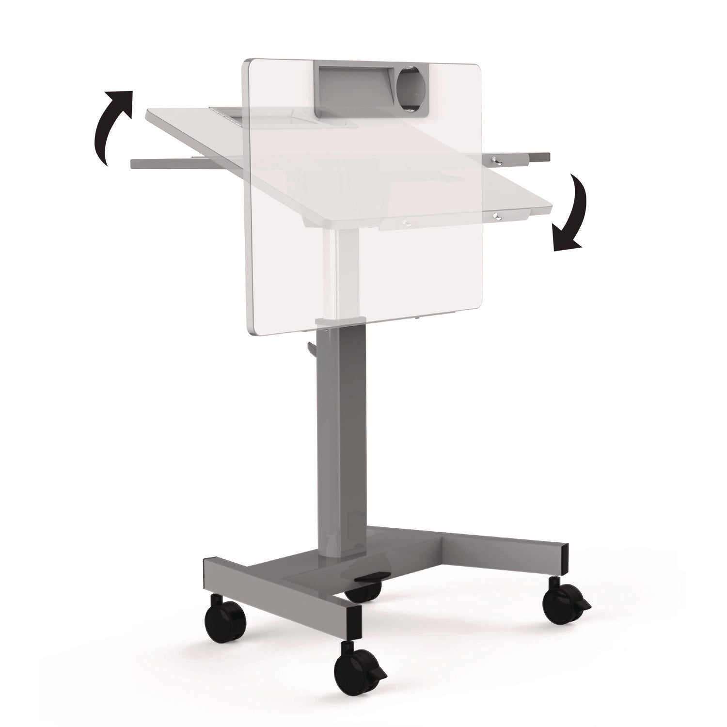 Luxor Pneumatic Adjustable Height Flip Top Student Desk, 27.5 x 19.5 x 26.25 to 42, White/Gray