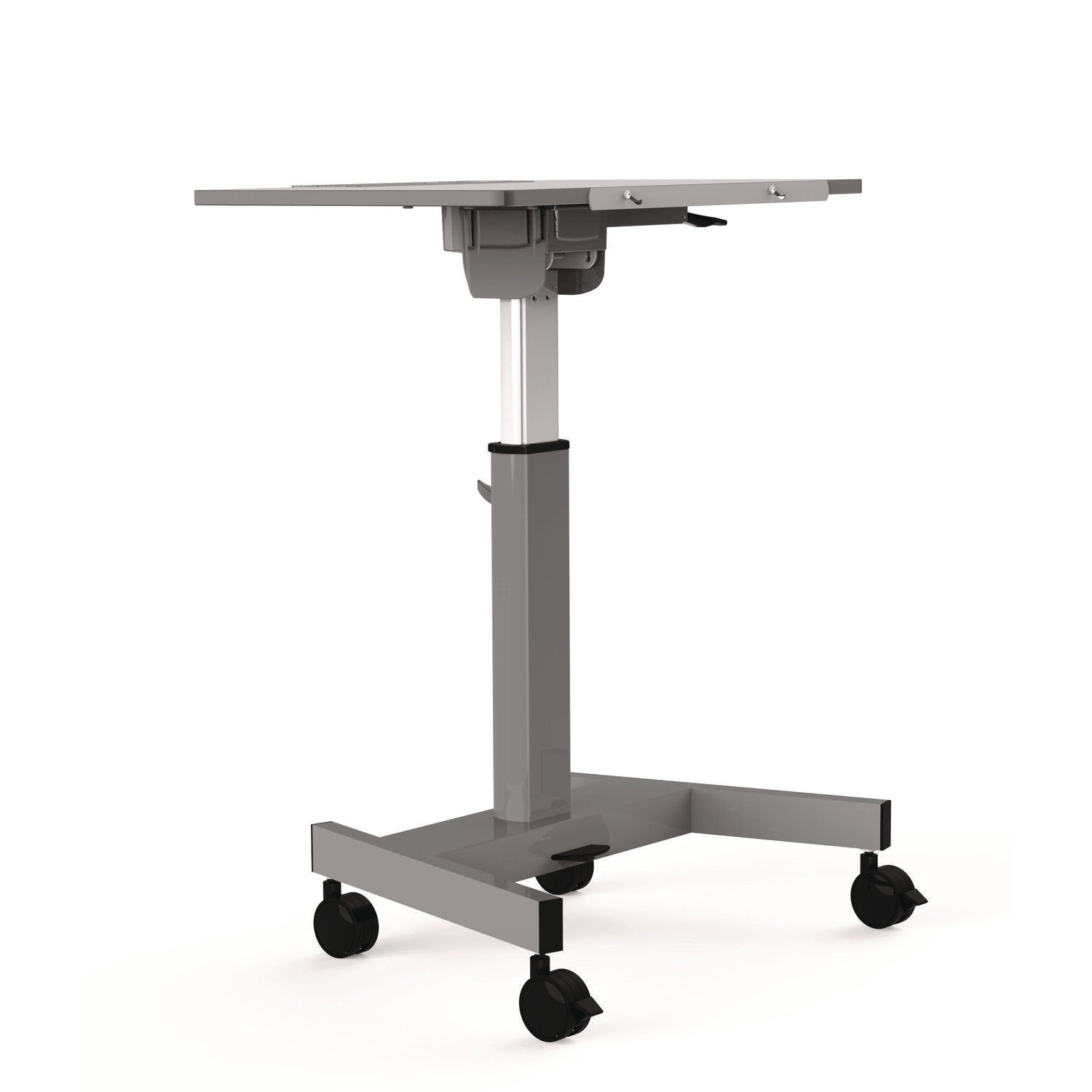 Luxor Pneumatic Adjustable Height Flip Top Student Desk, 27.5 x 19.5 x 26.25 to 42, White/Gray