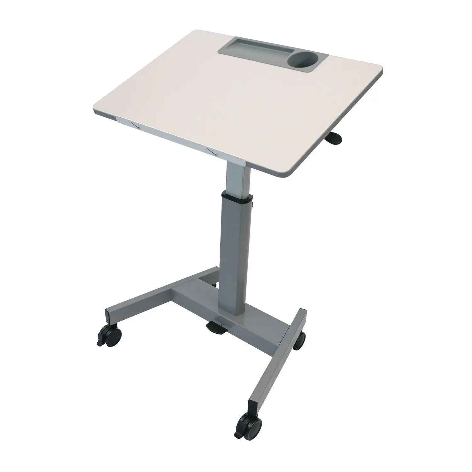 Luxor Pneumatic Adjustable Height Flip Top Student Desk, 27.5 x 19.5 x 26.25 to 42, White/Gray Luxor Flipcost