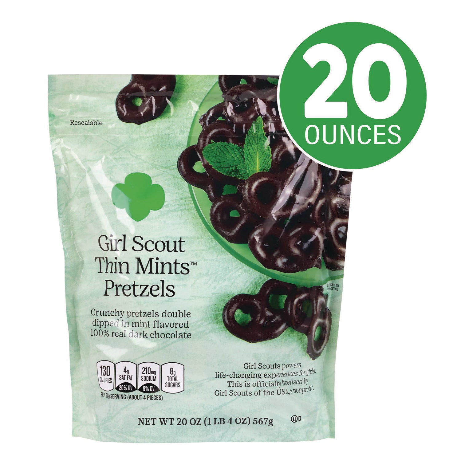 Thin Mints Pretzels, Mint Chocolate, 20 oz Bag girl scouts Flipcost