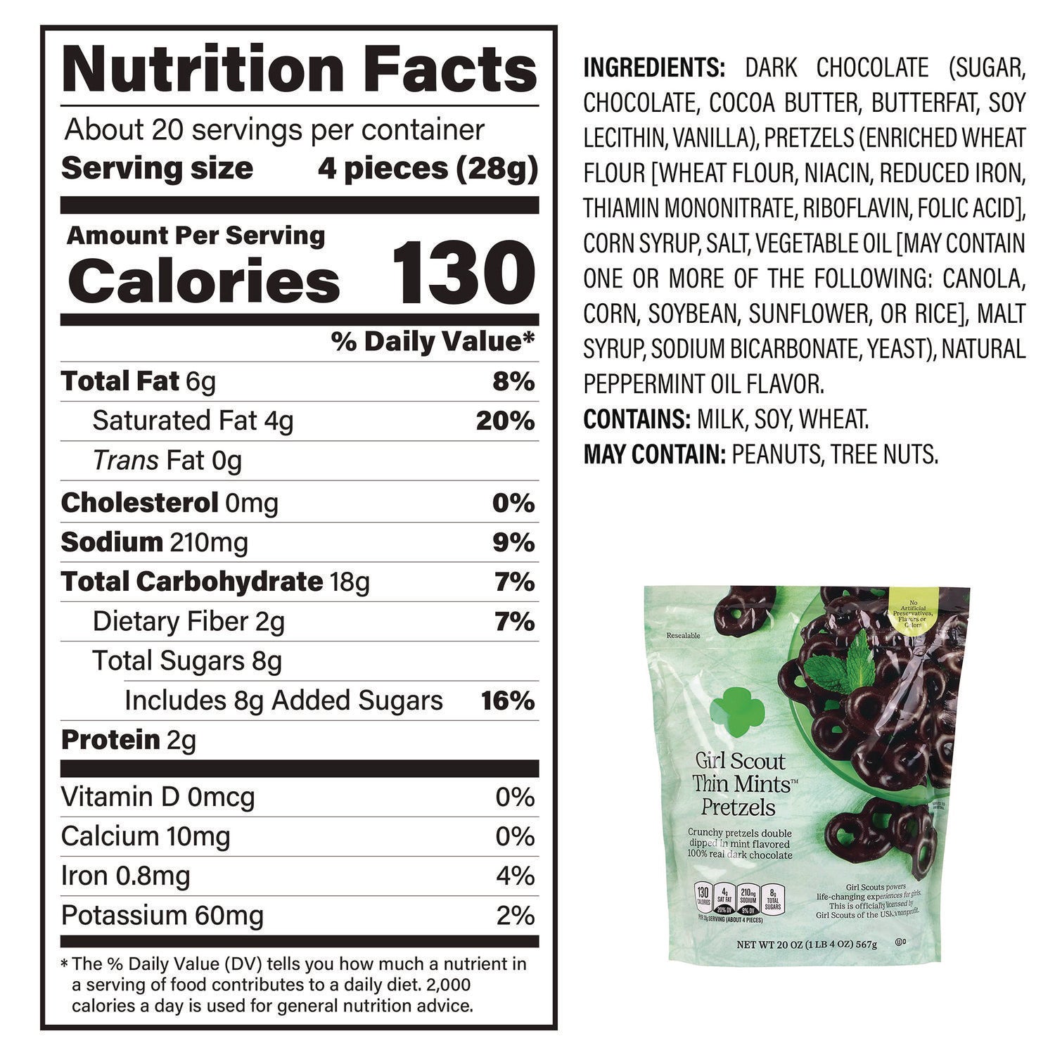 Thin Mints Pretzels, Mint Chocolate, 20 oz Bag girl scouts Flipcost