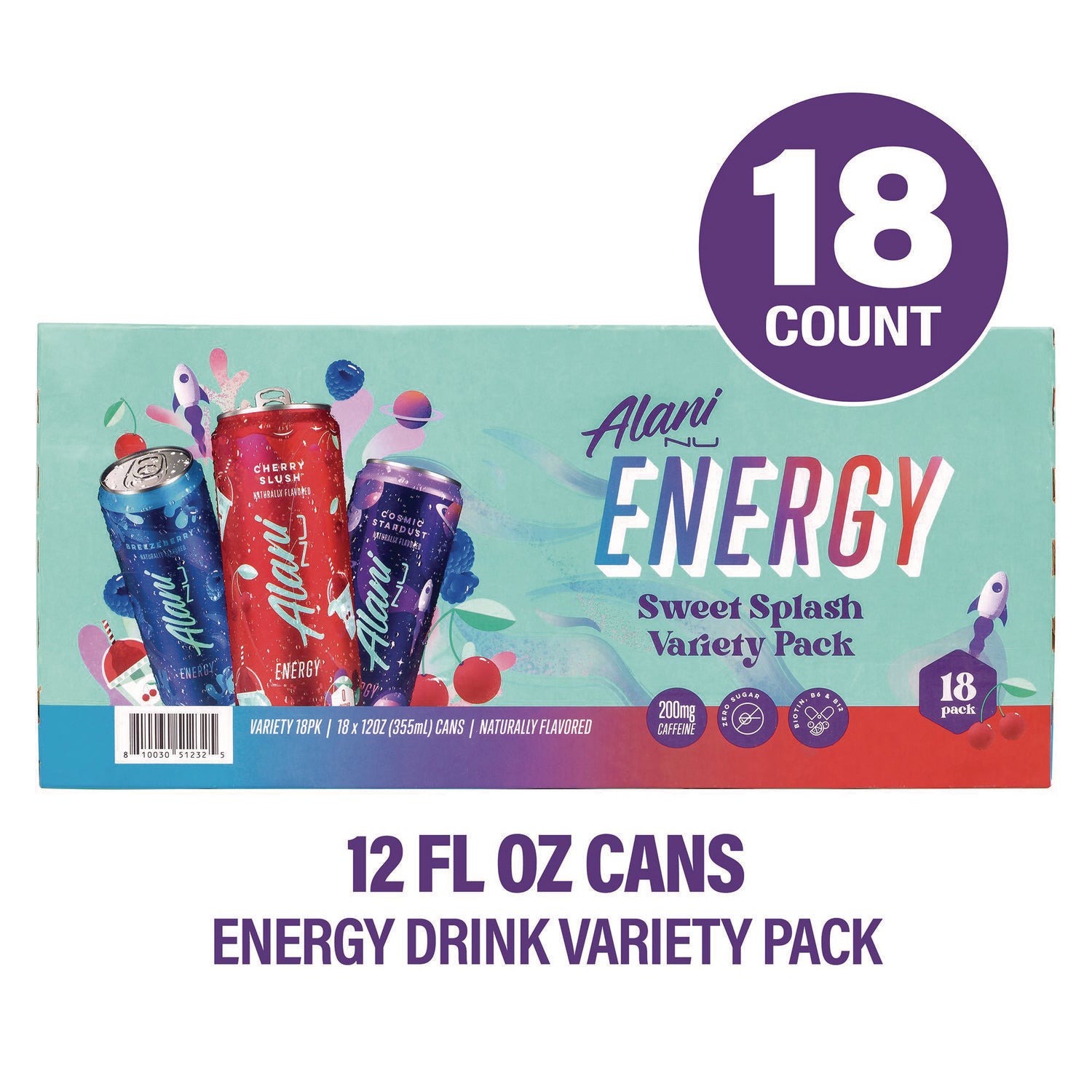 Energy Sweet Splash Variety Pack, Assorted Flavors, 12 oz Can, 18/Carton Alani Nu Flipcost