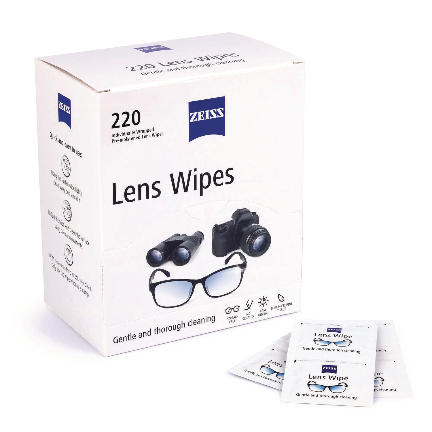 Lens Wipes, 6 x 5, 220/Carton ZEISS Flipcost