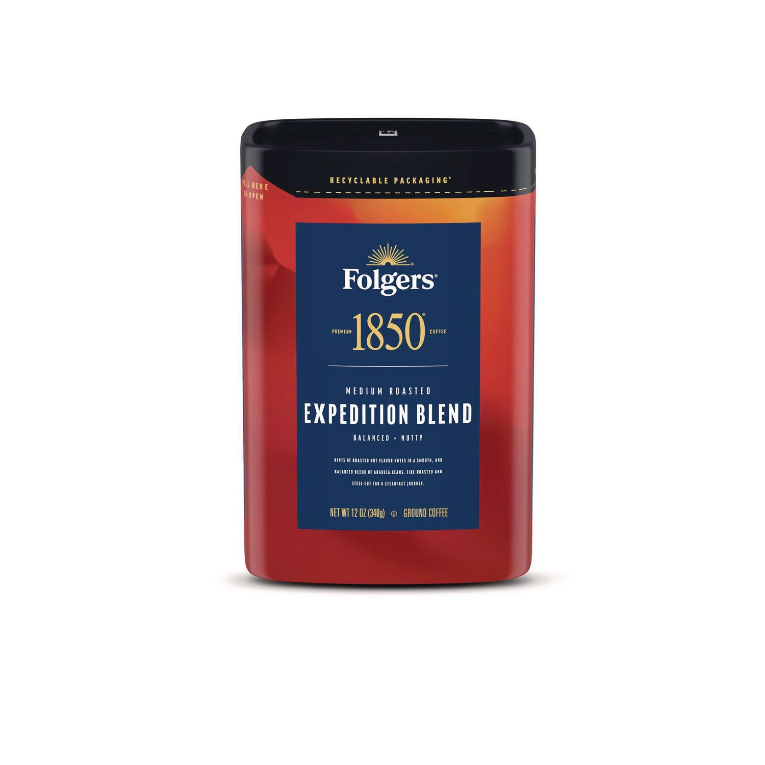 1850 Coffee, Expedition Blend, Ground, 12 oz Canister, 6/Carton