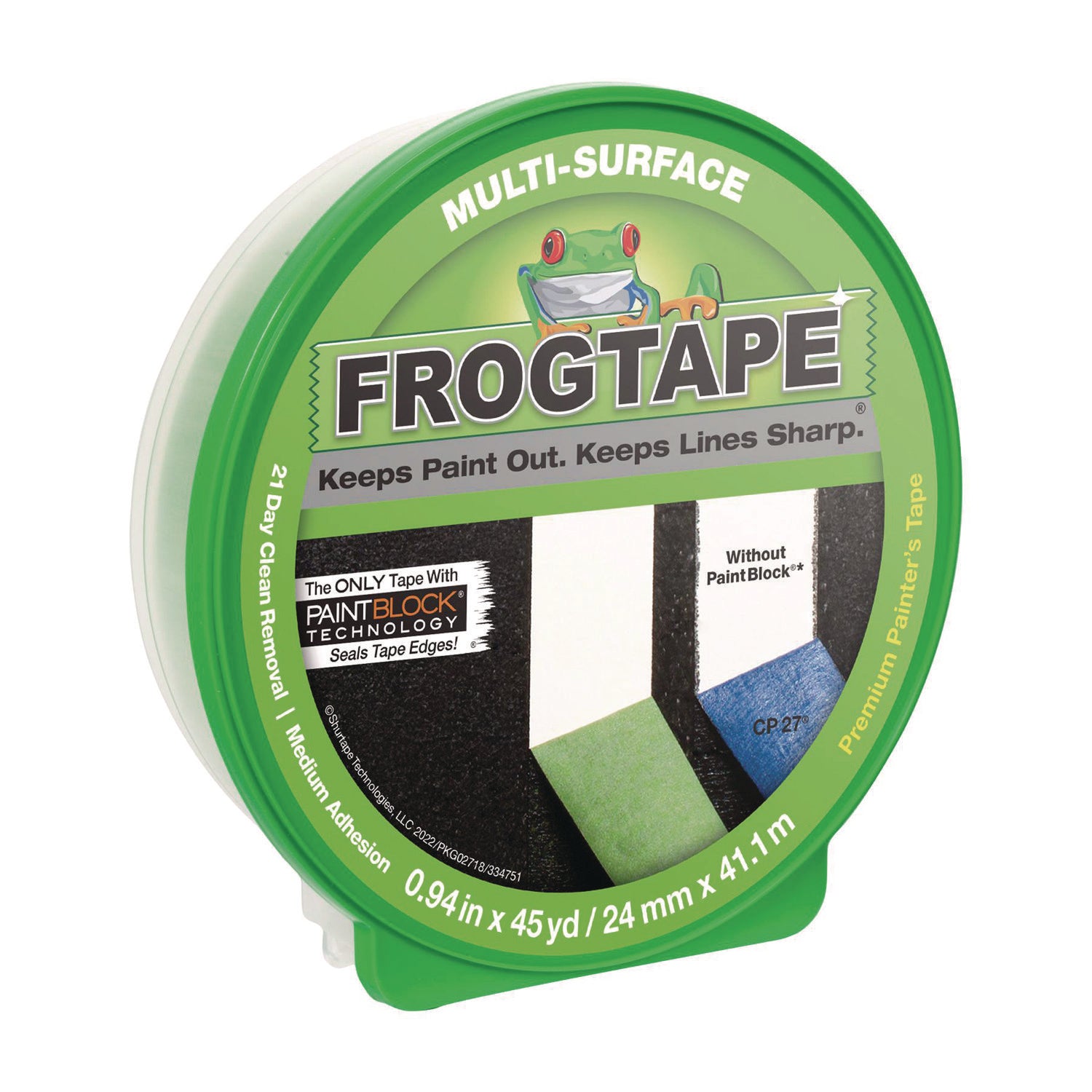 FrogTape Multi-Surface Painting Tape, 0.94" x 45 yds, Green