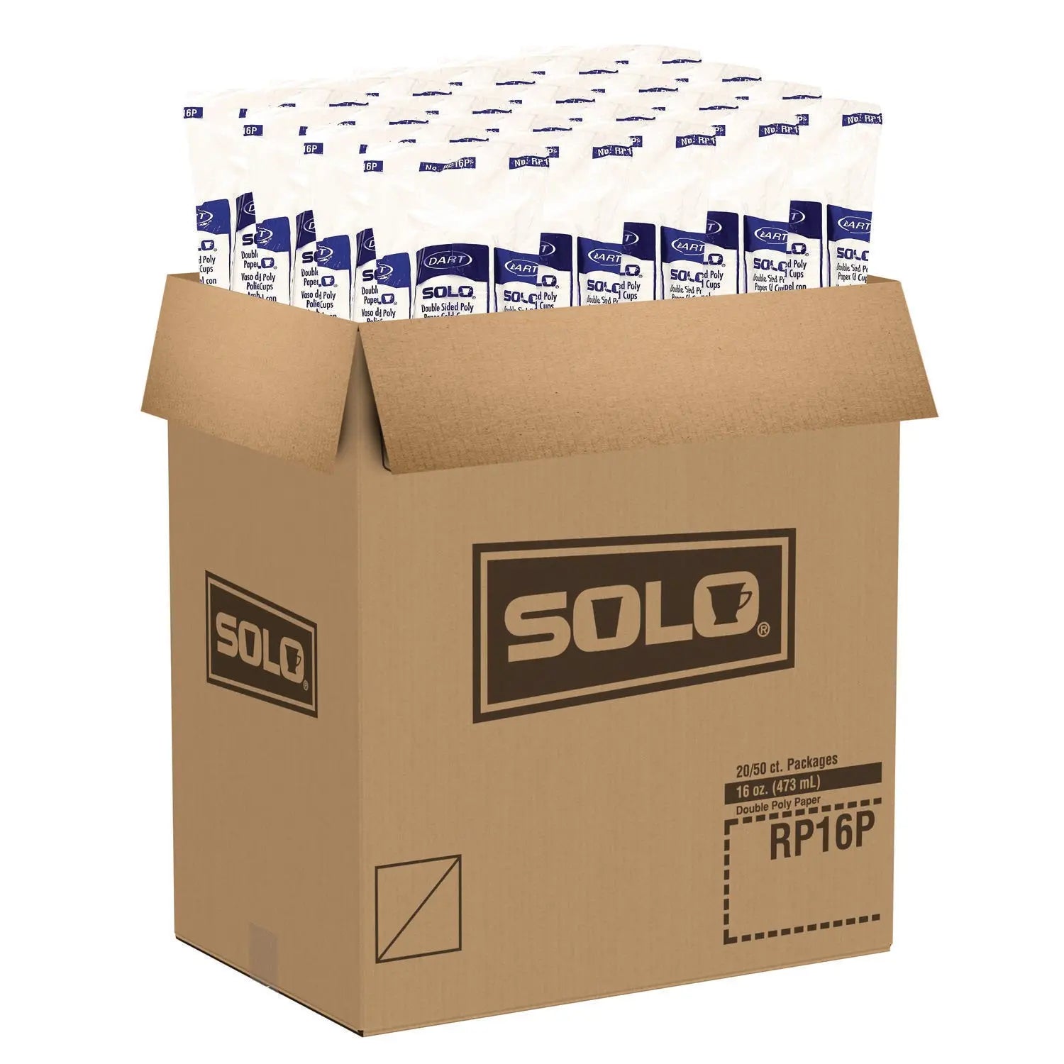 SOLO® Double Sided Poly (DSP) Paper Cold Cups, 16 oz, White, 50 Cups/Sleeve, 20 Sleeves/Carton SOLO® Flipcost