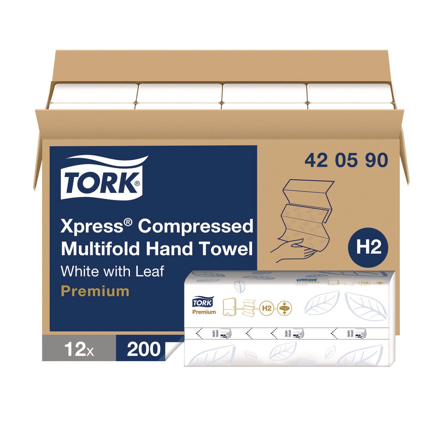 Tork® Xpress Compressed Multifold Hand Towels, 1-Ply, 8.3 x 9.45, White, 200/Pack, 12 Packs/Carton