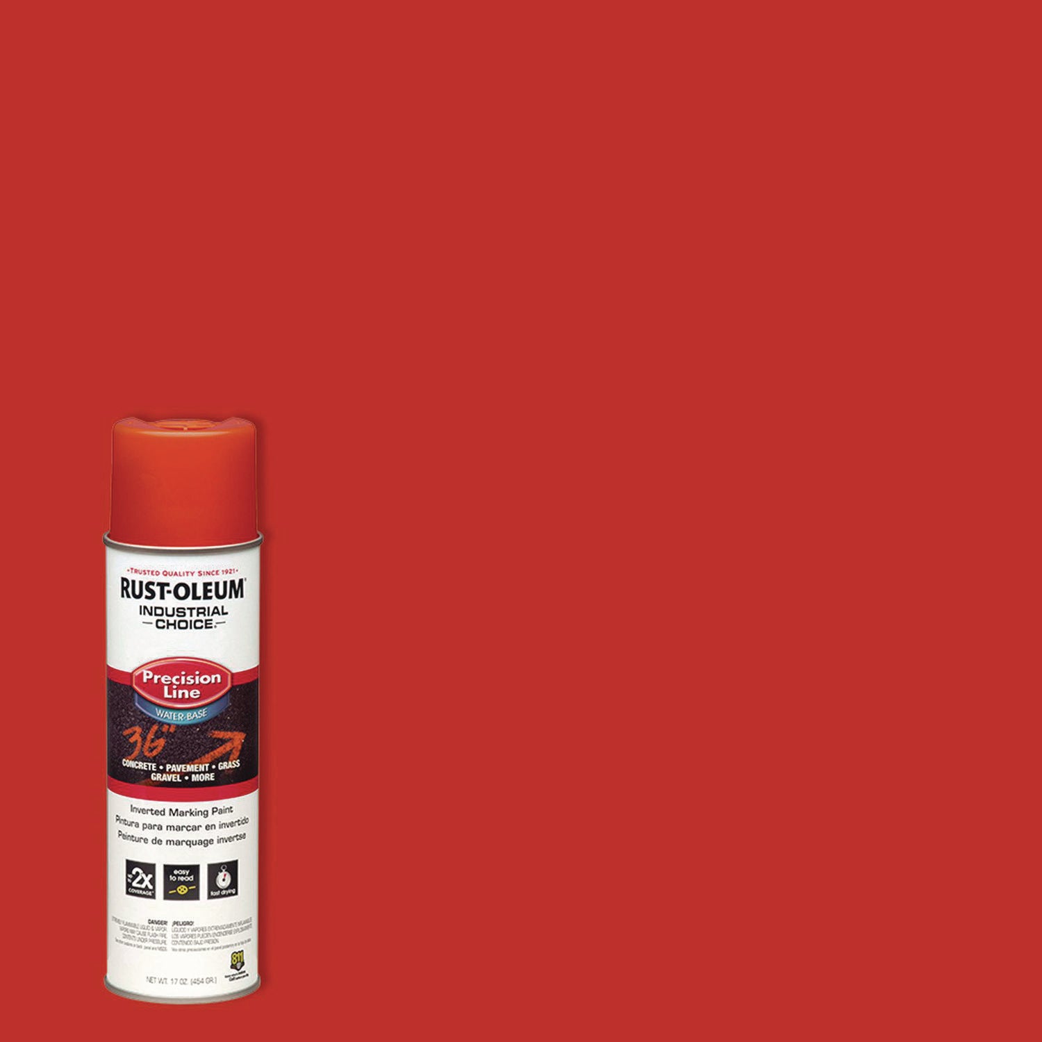 Rust-Oleum® Industrial Choice Precision Line Marking Paint, Flat/Matte Orange, 20 oz Aerosol Can, 12/Carton