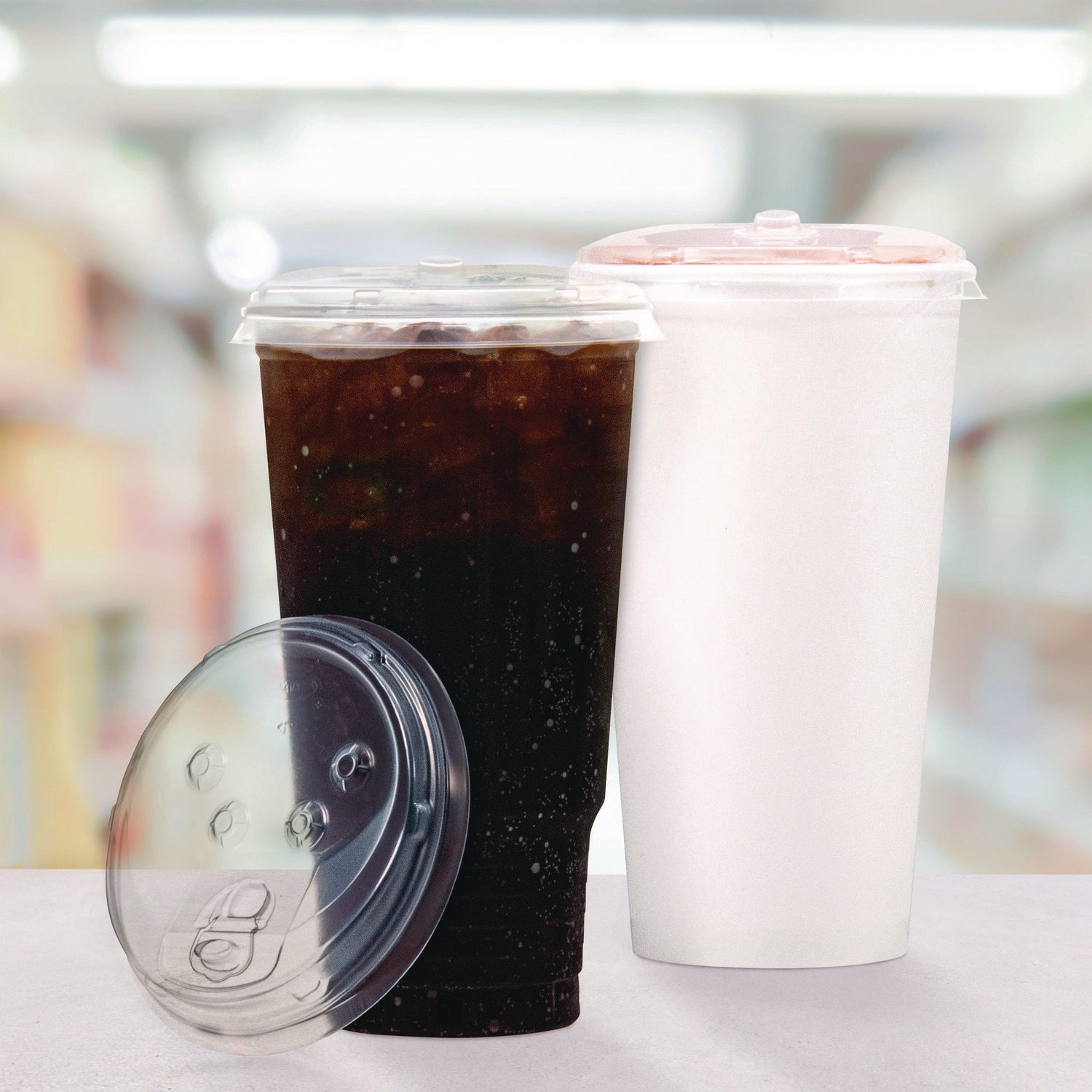 Dart® Prima Strawless Plastic Lids, Fits 30 oz to 32 oz Cold Cups, Clear, 100 Lids/Sleeve, 12 Sleeves/Carton