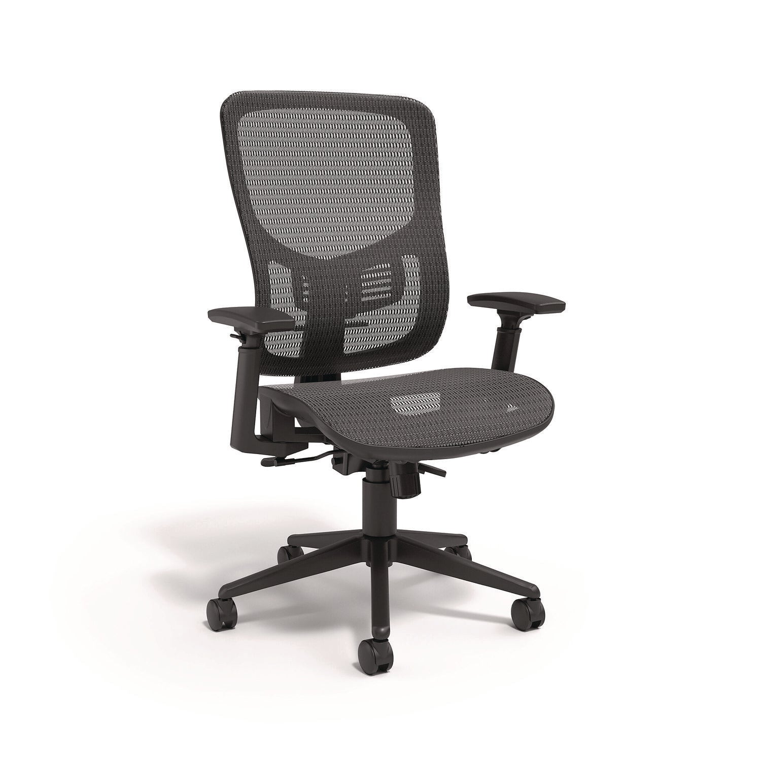 Hollins Ergonomic Mesh Swivel Task Chair, Supports Up to 275 lb, 18.57 to 22.54 Seat Height, Black Seat/Back, Black Base