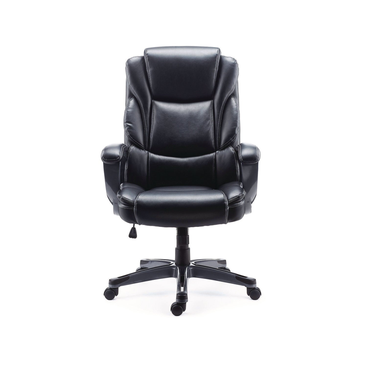 Kirkdale Bonded Leather Manager Chair, Supports Up to 275 lb, 16.18 to 22.76 Seat Height, Black Seat/Back, Black Base Alera® Flipcost