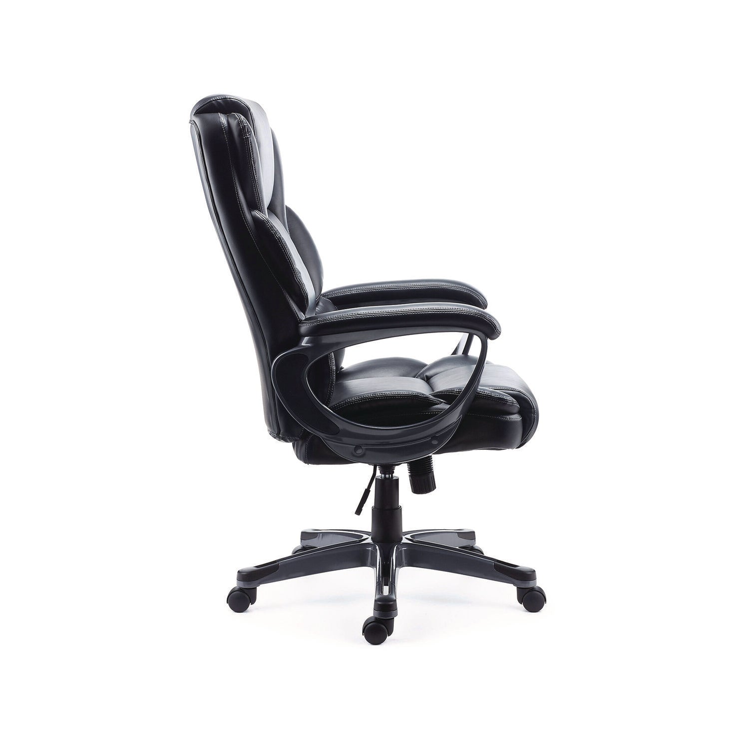 Kirkdale Bonded Leather Manager Chair, Supports Up to 275 lb, 16.18 to 22.76 Seat Height, Black Seat/Back, Black Base Alera® Flipcost