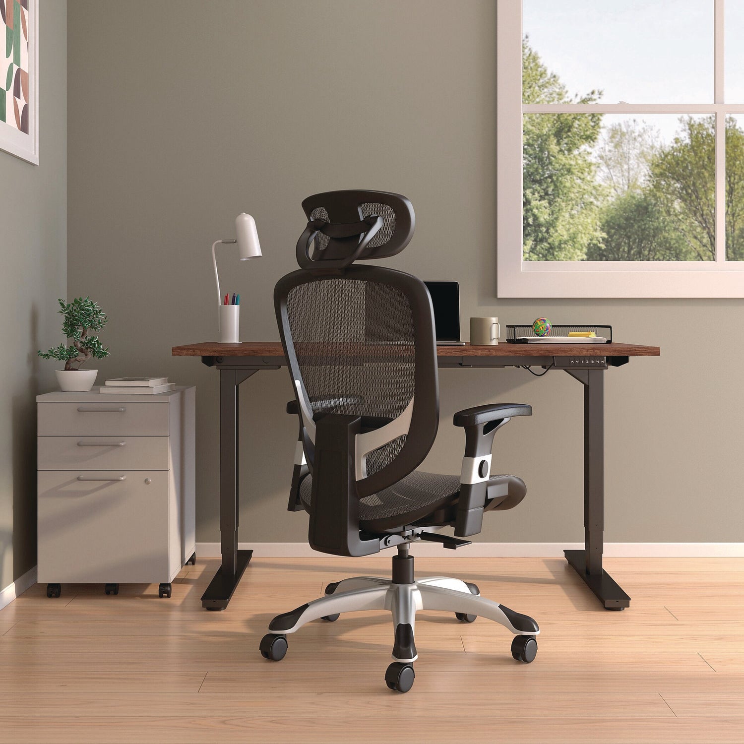 Minerva Ergonomic Mesh Swivel Task Chair, Supports Up to 275 lb, 17.24 to 20.98 Seat Height, Black Seat/Back, Black Base Alera® Flipcost