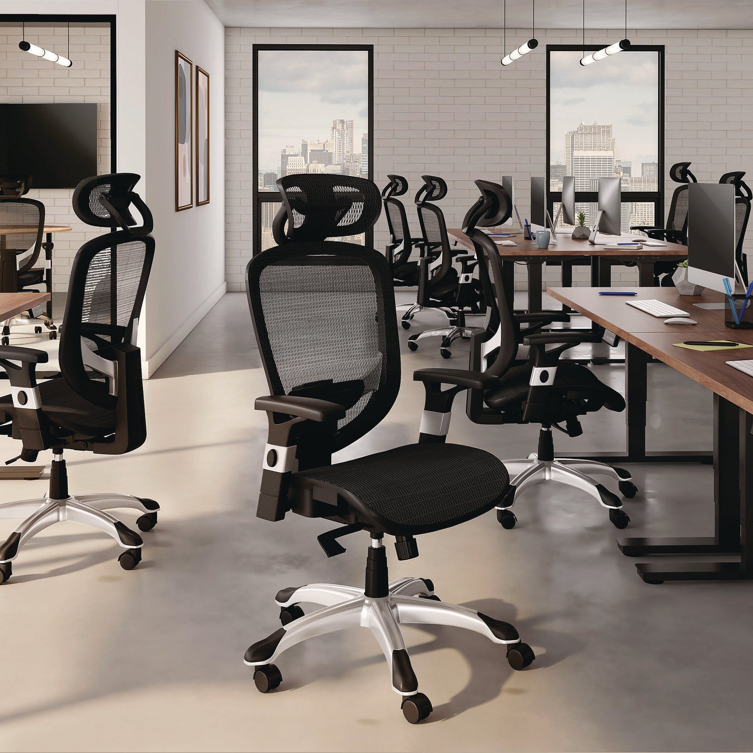 Minerva Ergonomic Mesh Swivel Task Chair, Supports Up to 275 lb, 17.24 to 20.98 Seat Height, Black Seat/Back, Black Base Alera® Flipcost