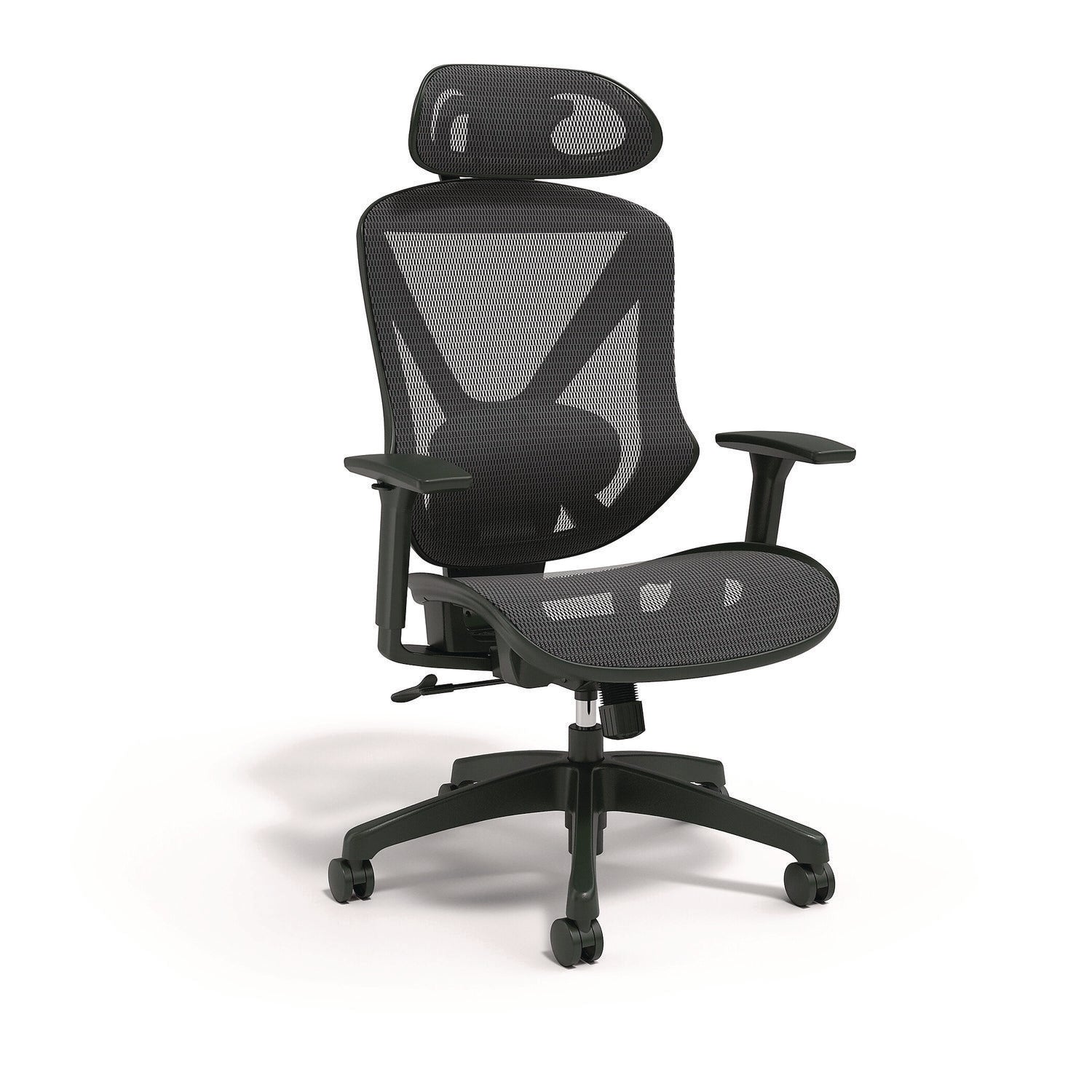 Taunton Ergonomic Mesh Swivel Task Chair, Supports Up to 275 lb, 17.44 to 20.98 Seat Height, Black Seat/Back, Black Base