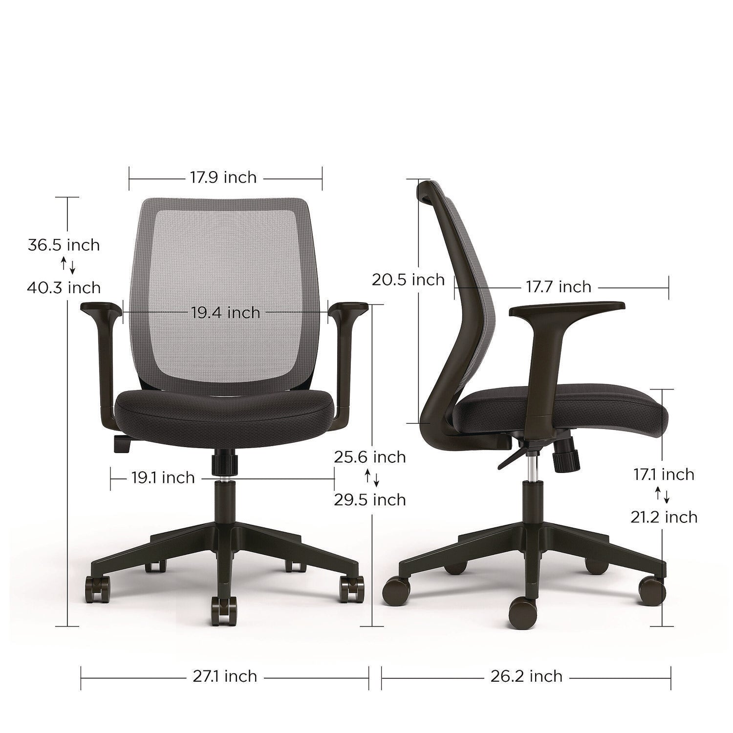 Wessex Ergonomic Fabric Mesh Swivel Task Chair, Supports Up to 275 lbs, 17.09 to 20.83 Seat Height, Black Seat/Back/Base Alera® Flipcost