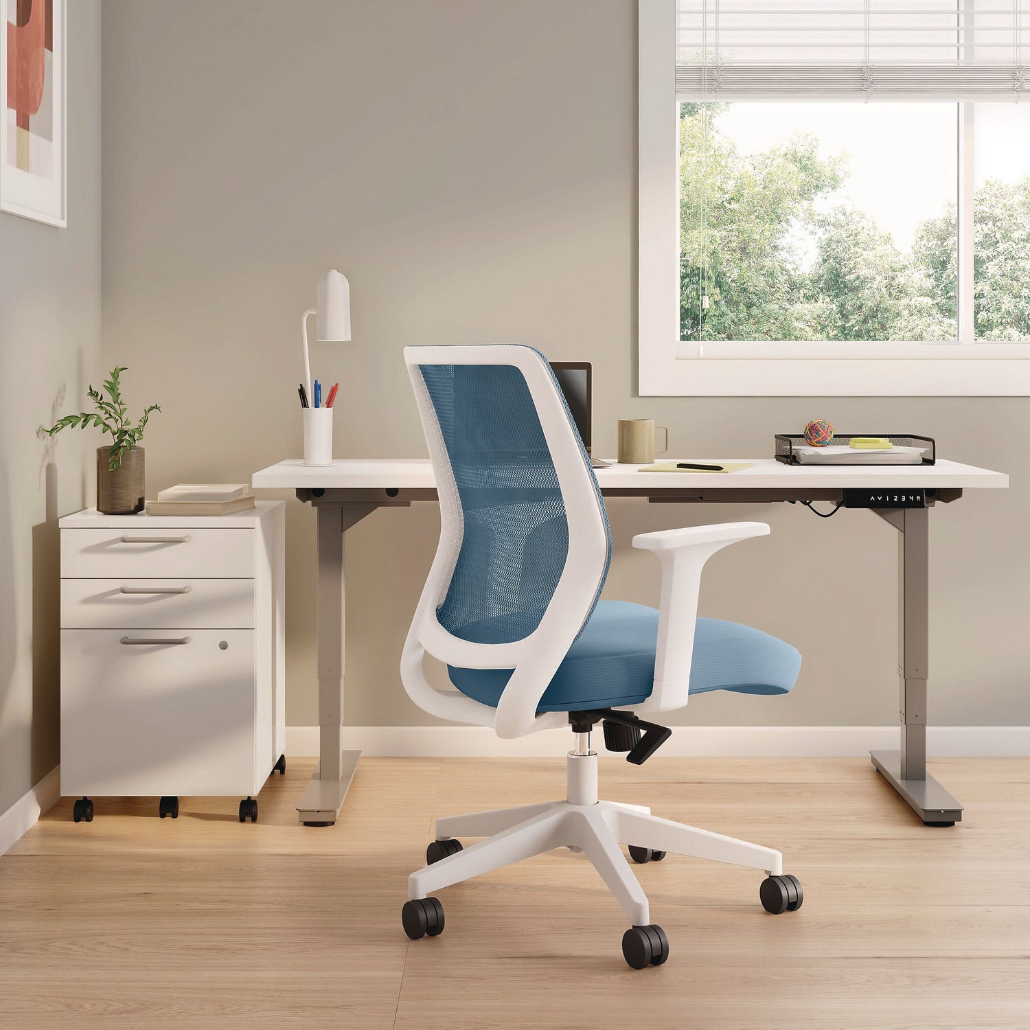 Wessex Ergonomic Fabric Mesh Swivel Task Chair, Up to 275 lb, 17.09 to 20.83 Seat Height, Seafoam Seat/Back, White Base Alera® Flipcost