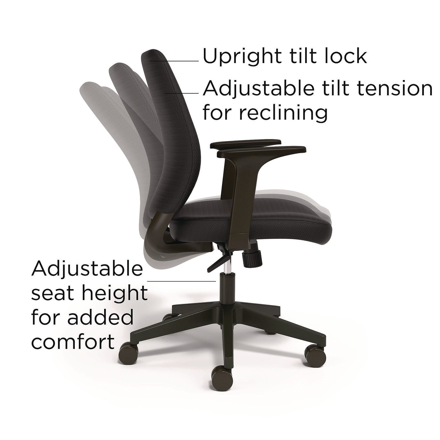 Wessex Ergonomic Fabric Task Chair, Supports Up to 275 lb, 17.13 to 20.83 Seat Height, Black Seat/Back, Black Base Alera® Flipcost