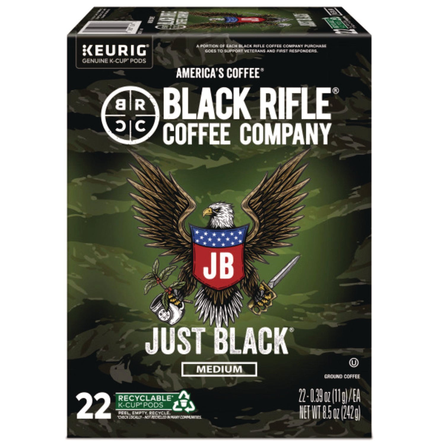 Black Rifle® Coffee Company Just Black Coffee K-Cups, 22/Box