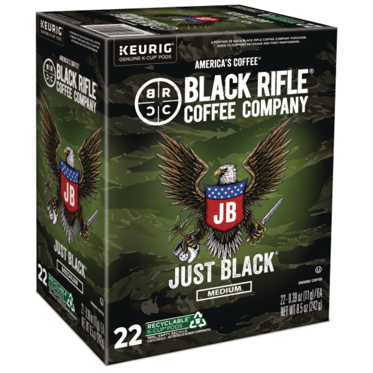 Black Rifle® Coffee Company Just Black Coffee K-Cups, 22/Box