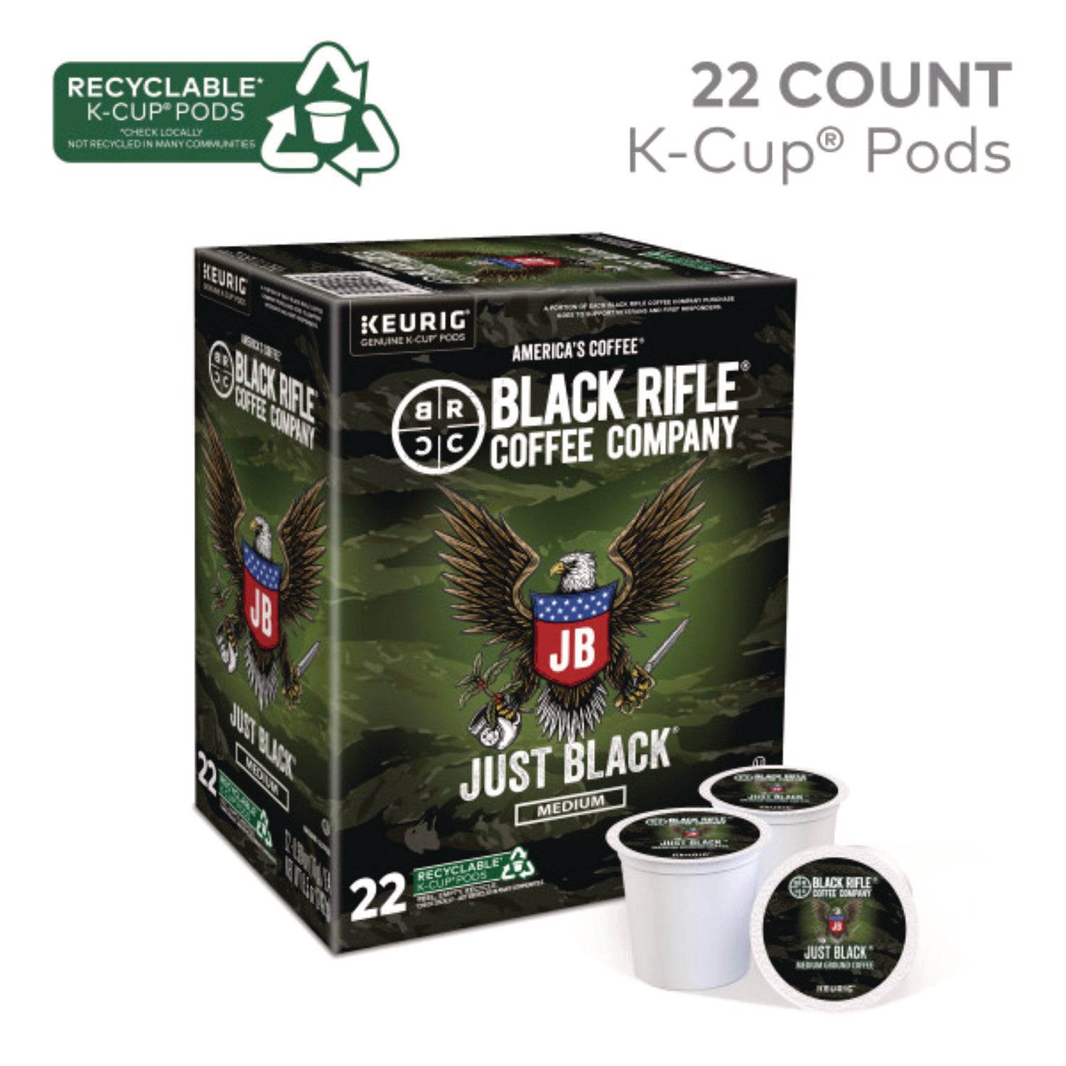 Black Rifle® Coffee Company Just Black Coffee K-Cups, 22/Box