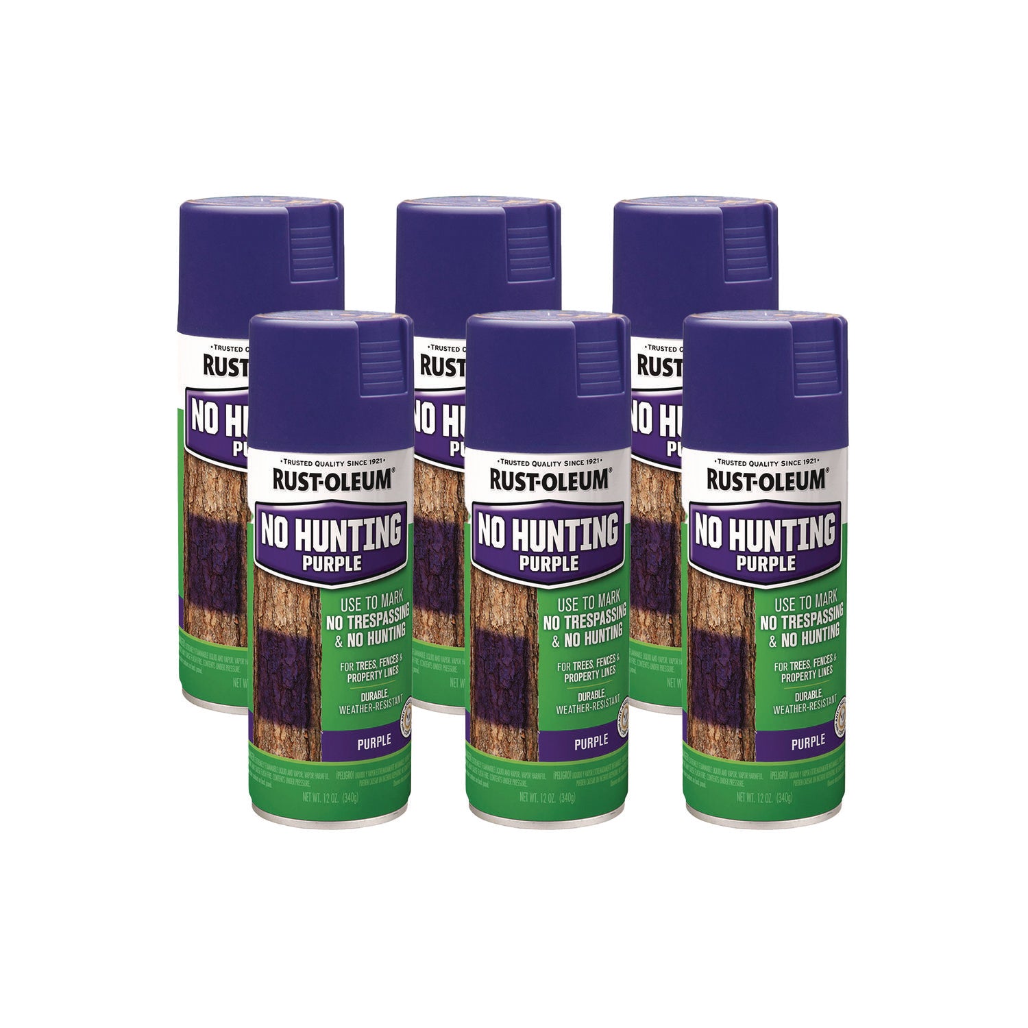 Specialty No Hunting Purple Spray Paint, Flat No Hunting Purple, 12 oz Aerosol Can, 6/Carton