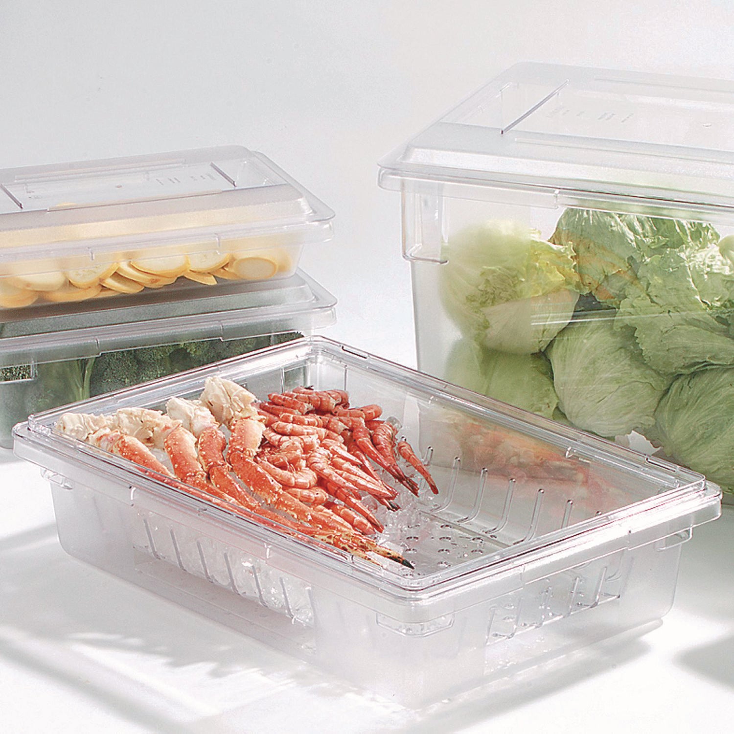 StorPlus Polycarbonate Food Storage Container Colander, 18 x 26, Clear, Plastic Carlisle Flipcost