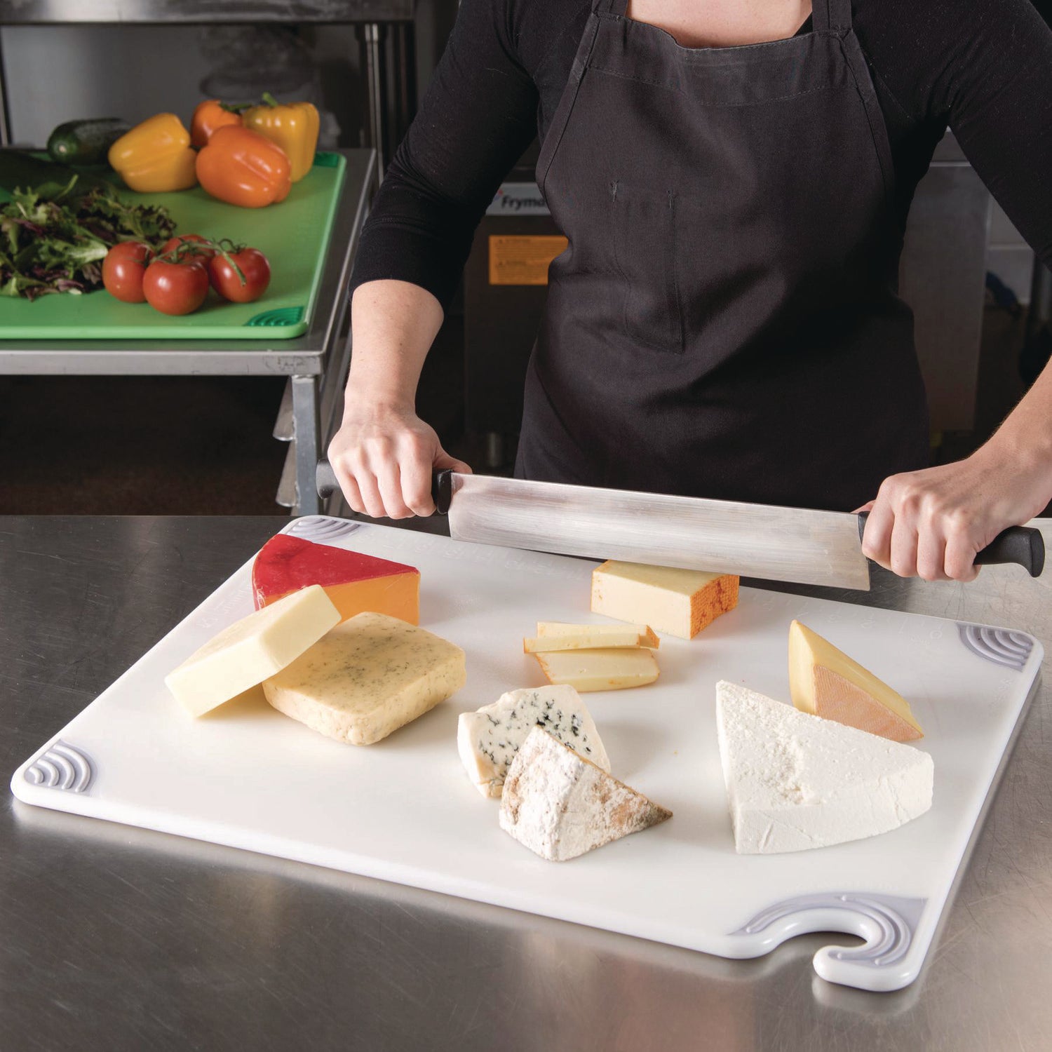 Saf-T-Grip Cutting Board, Plastic, 24 x 18 x 0.5, White San Jamar® Flipcost