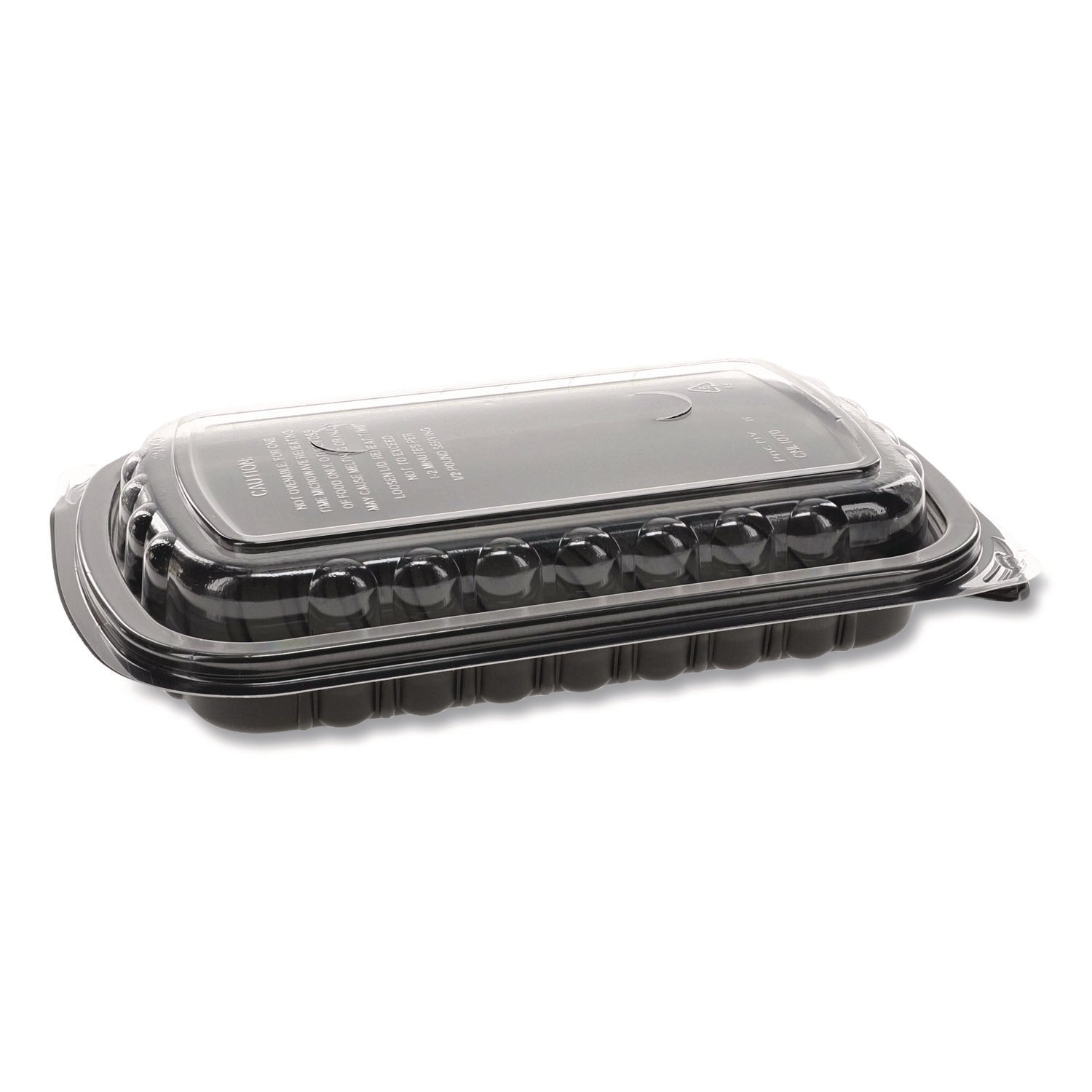 MealMaster Rib Container, 10 x 7.1 x 2.1, Black/Clear, 90/Carton