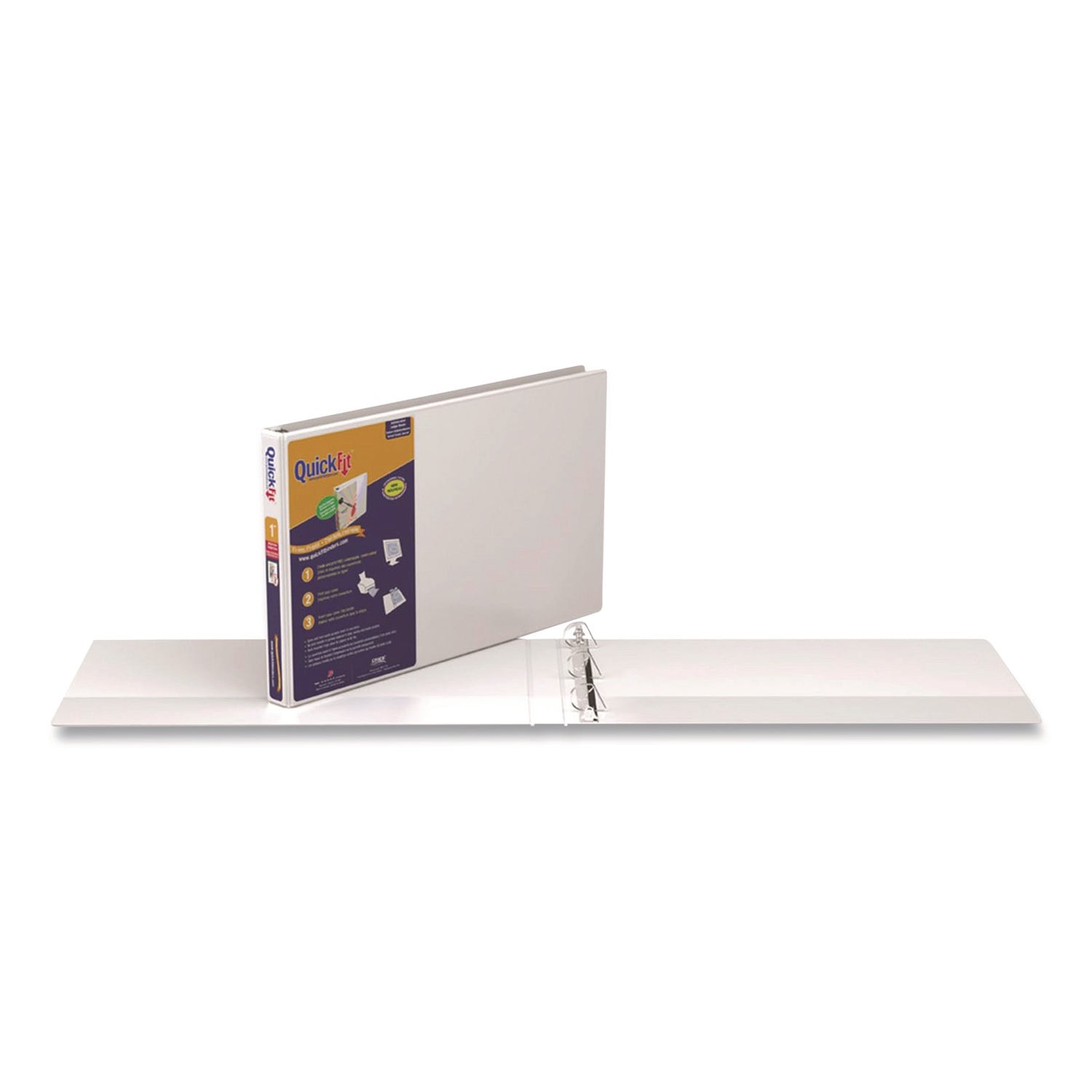 QuickFit Ledger D-Ring View Binder, 3 Rings, 1" Capacity, 11 x 17, White Stride Flipcost