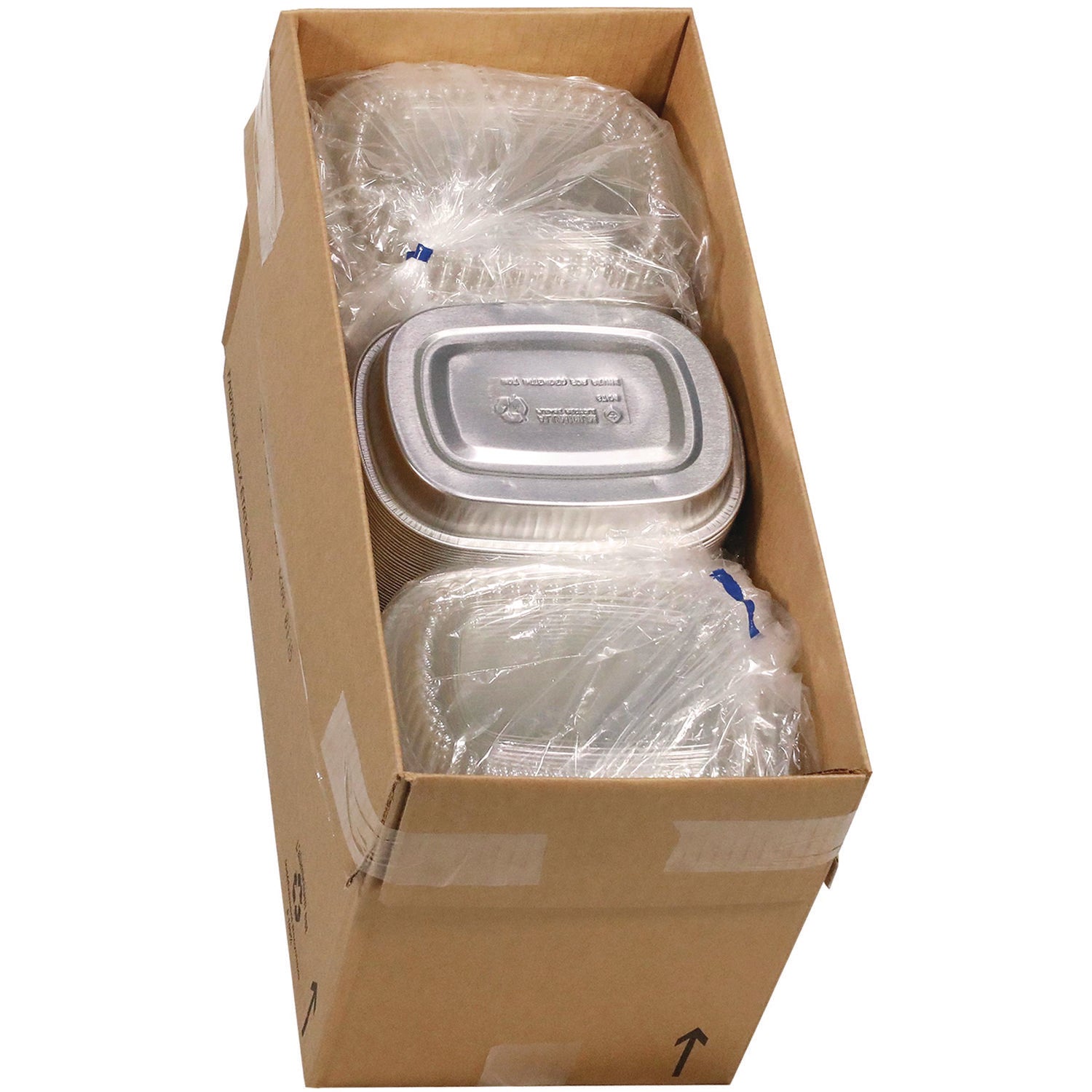 Classic Carry-Out Container with PET Dome Lid, 22 oz, 8.2 x 6.2 x 1.3, Silver, 100/Carton Pactiv Evergreen Flipcost