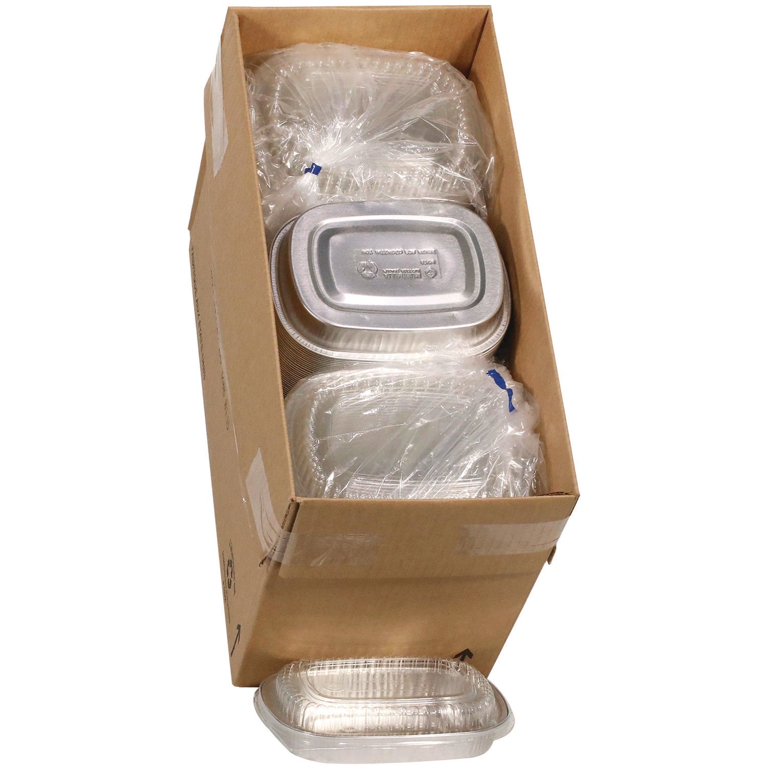 Classic Carry-Out Container with PET Dome Lid, 22 oz, 8.2 x 6.2 x 1.3, Silver, 100/Carton Pactiv Evergreen Flipcost