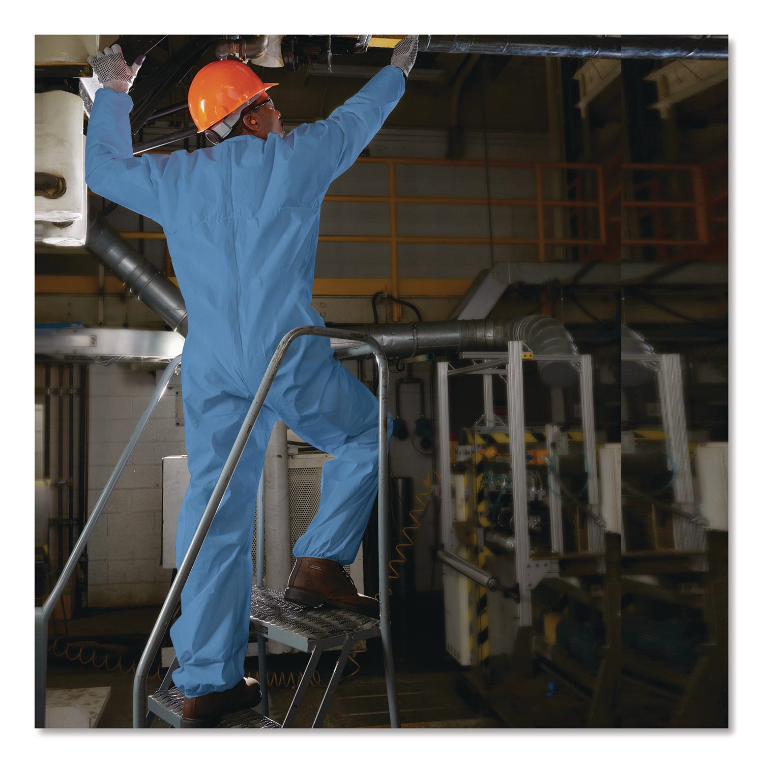 KleenGuard™ A65 Zipper Front Flame Resistant Coveralls, Hood/Elastic Wrists and Ankles, 3X-Large, Blue, 21/Carton