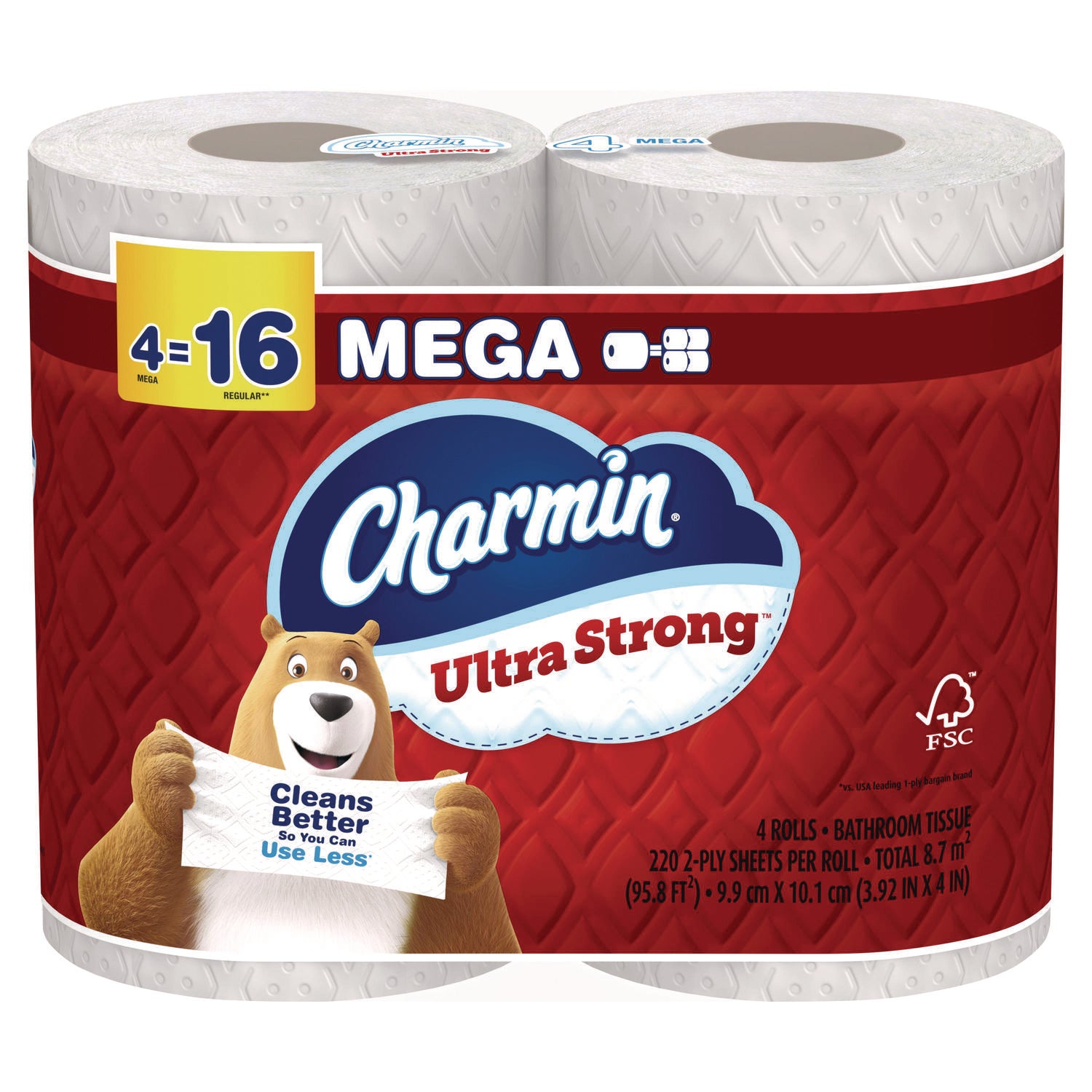 Ultra Strong Bathroom Tissue, Septic Safe, 2-Ply, White, 220 Sheet/Roll, 4/Pack, 8 Packs/Carton Charmin® Flipcost