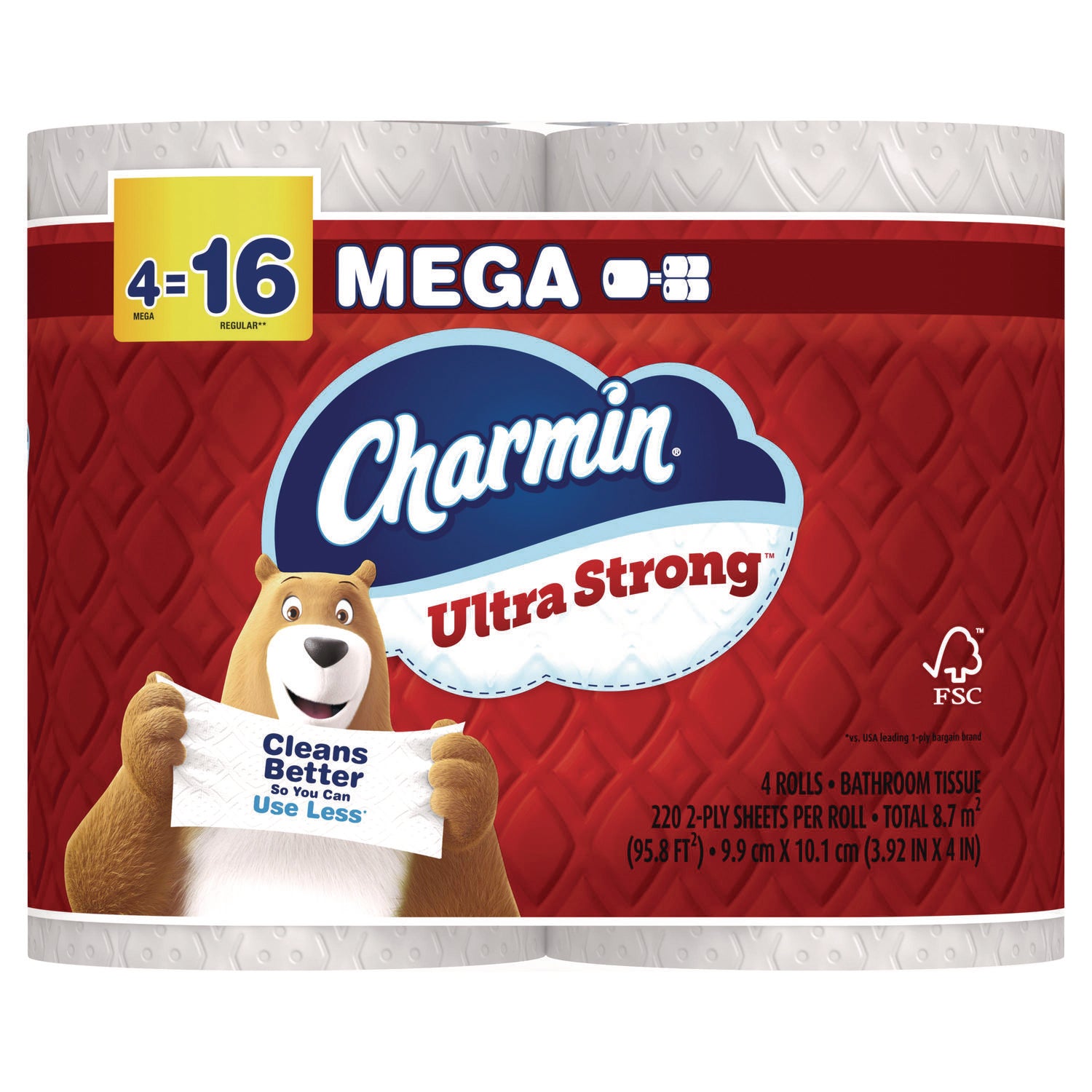 Ultra Strong Bathroom Tissue, Septic Safe, 2-Ply, White, 220 Sheet/Roll, 4/Pack, 8 Packs/Carton Charmin® Flipcost