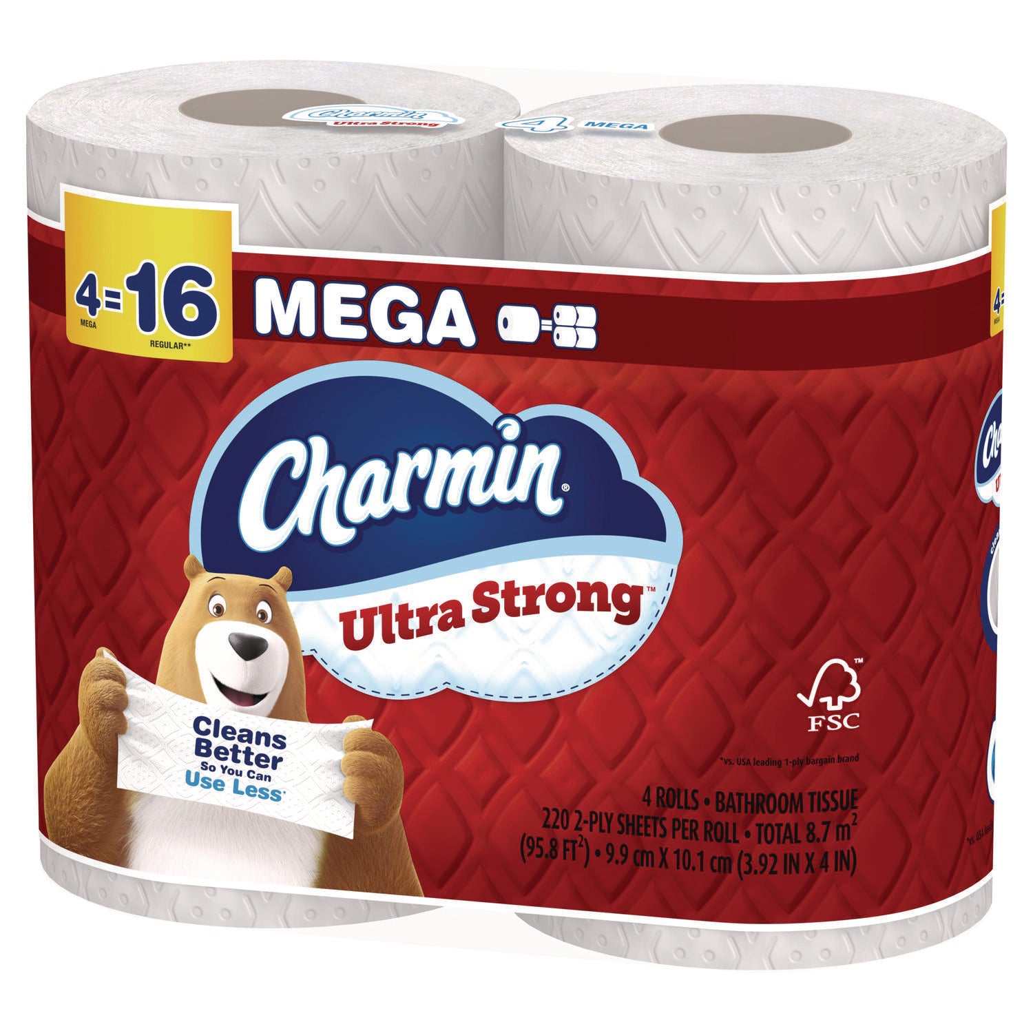 Ultra Strong Bathroom Tissue, Septic Safe, 2-Ply, White, 220 Sheet/Roll, 4/Pack, 8 Packs/Carton Charmin® Flipcost