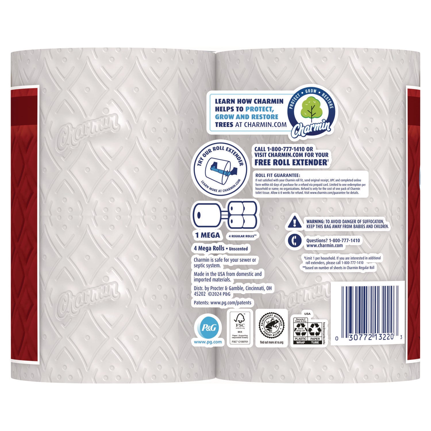 Ultra Strong Bathroom Tissue, Septic Safe, 2-Ply, White, 220 Sheet/Roll, 4/Pack, 8 Packs/Carton Charmin® Flipcost