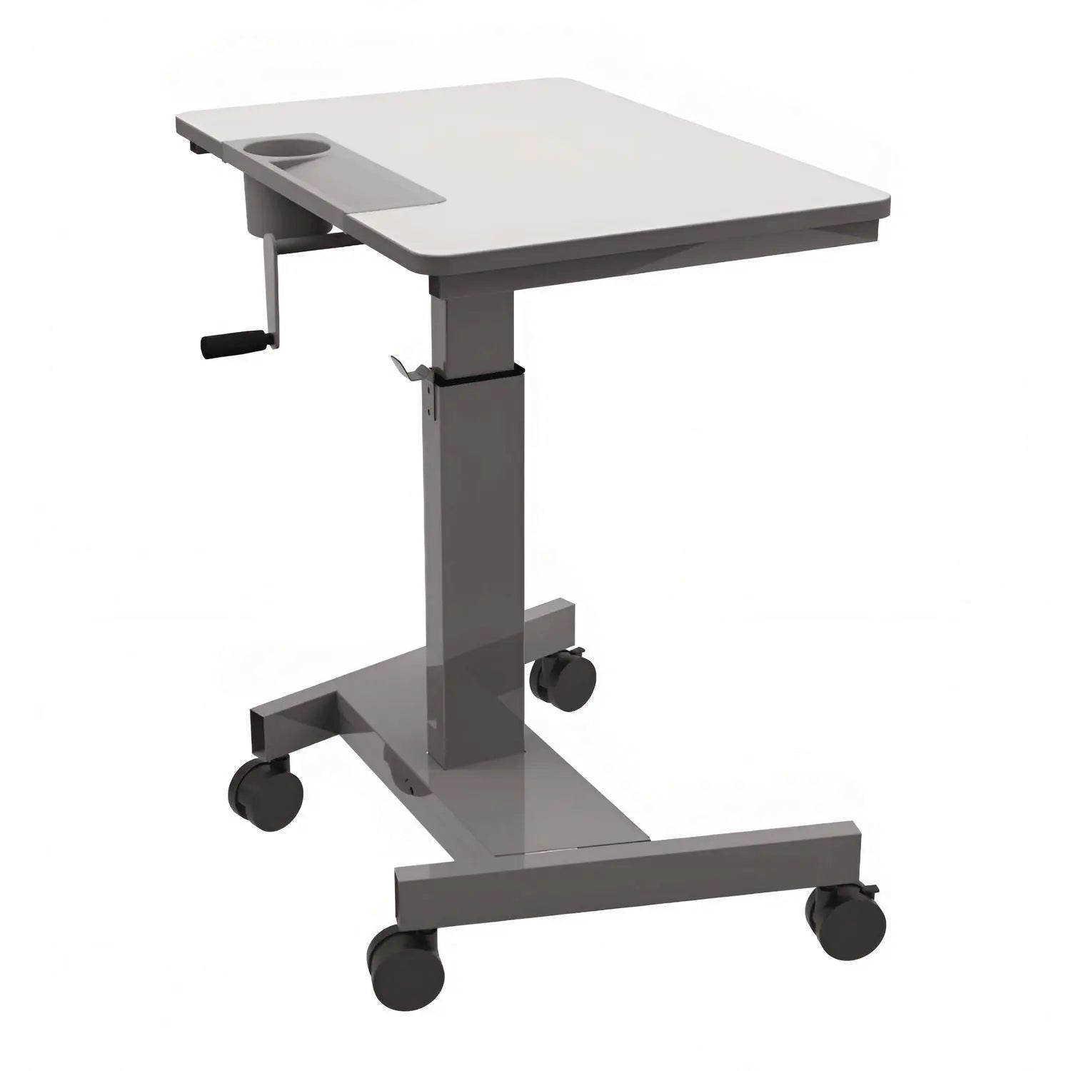 Luxor Sit Stand Student Desk with Crank Handle, 27.5 x 19.5 x 26.25 to 42, White/Gray Luxor Flipcost