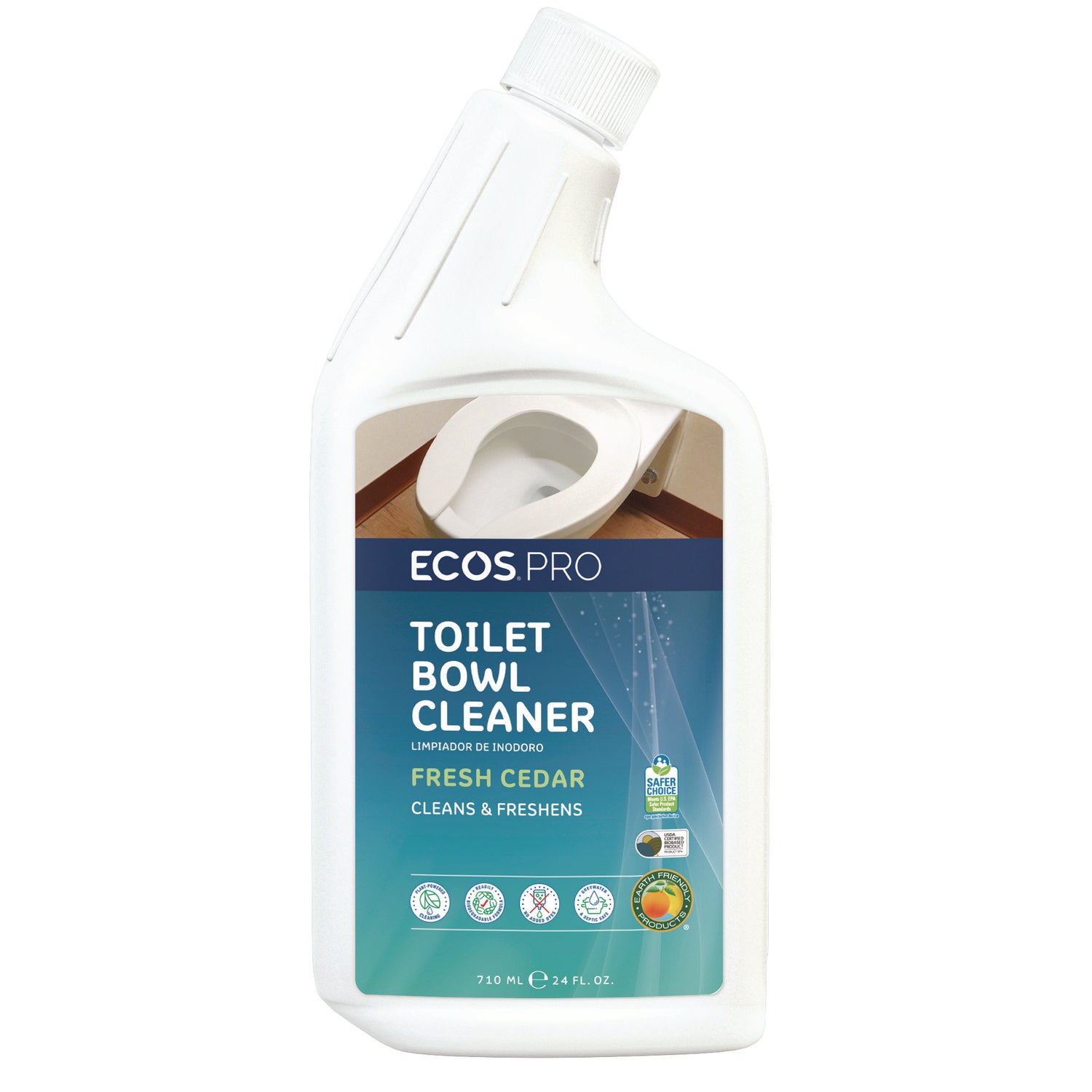 ECOS® PRO Toilet Bowl Cleaner, Fresh Cedar Scent, 24 oz Squeeze Bottle, 6/Carton