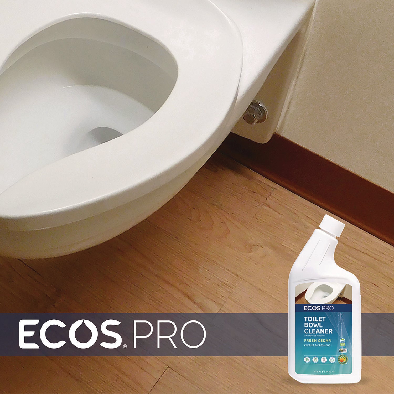 ECOS® PRO Toilet Bowl Cleaner, Fresh Cedar Scent, 24 oz Squeeze Bottle, 6/Carton