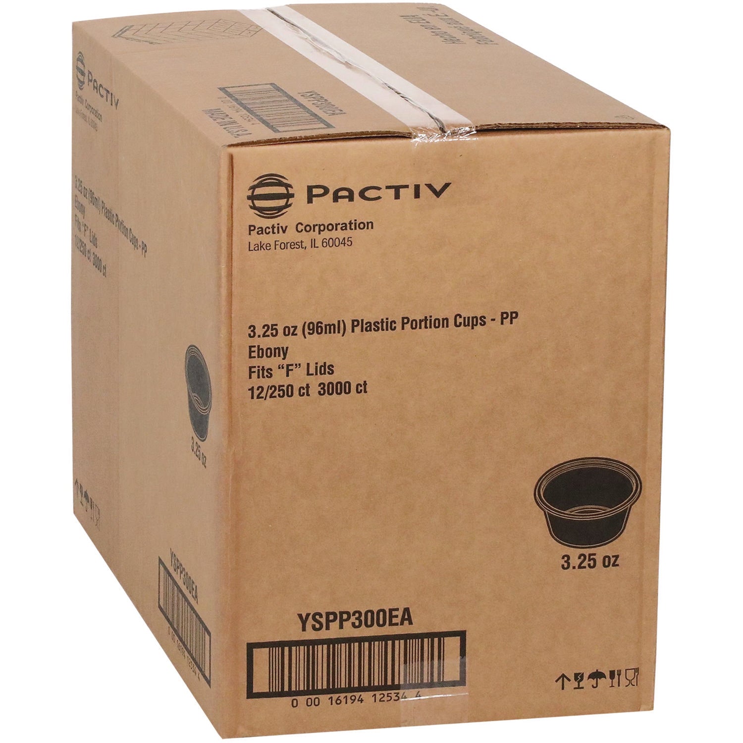 Plastic Portion Cup, 3.25 oz, Black, 3,000/Carton Pactiv Evergreen Flipcost