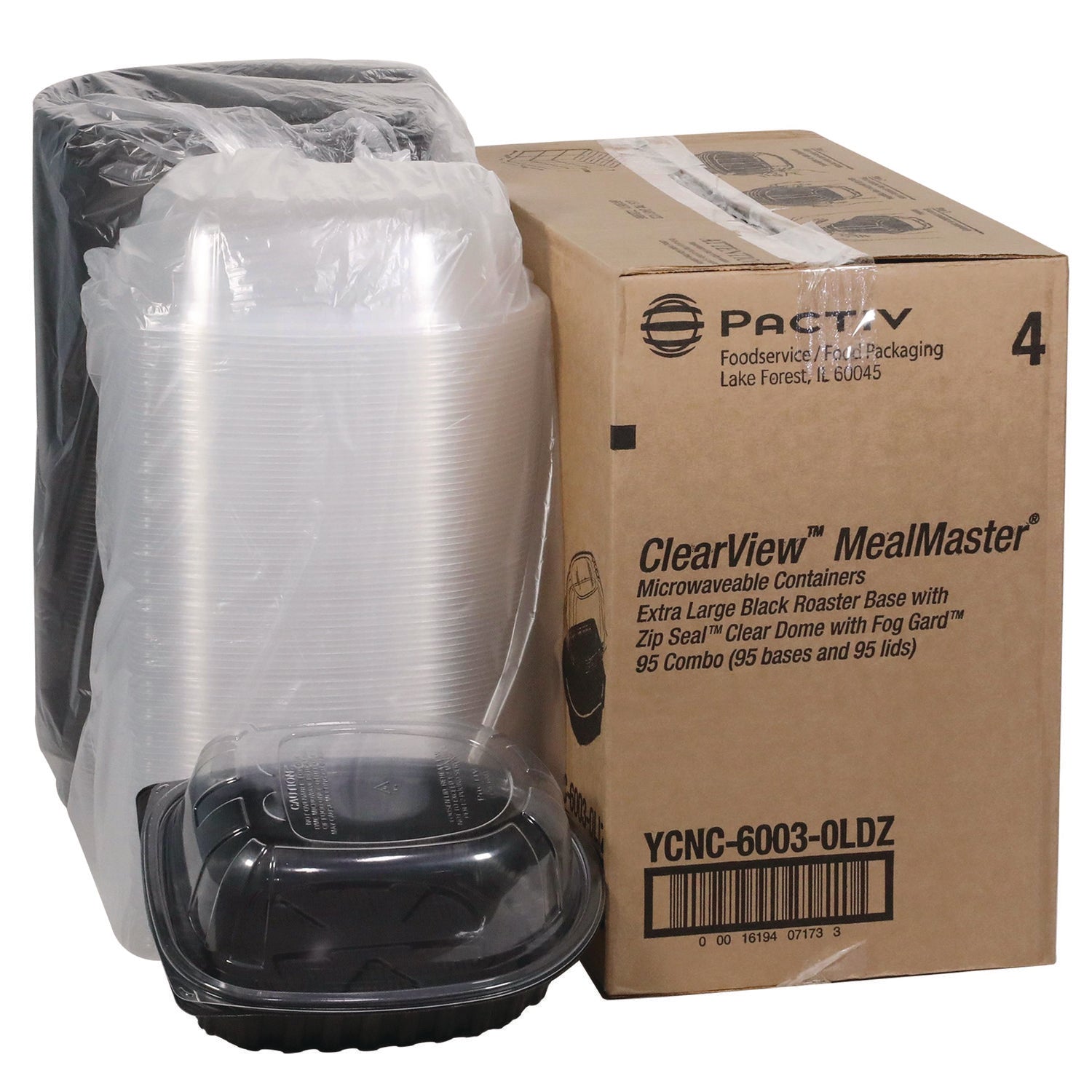 ClearView MealMaster Chicken Roaster, 10.75 x 8.5 x 4.25, Black/Clear, 95/Carton