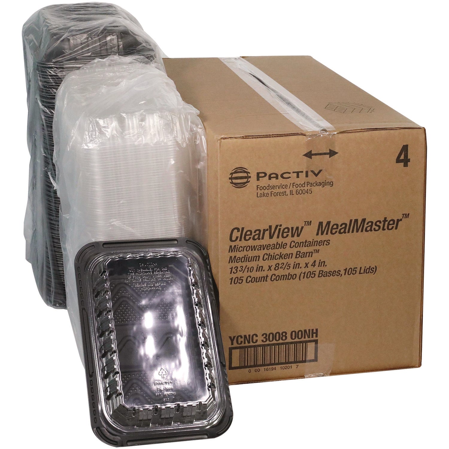 ClearView MealMaster Chicken Barn, 13.3 x 8.4 x 4, Black/Clear, 105/Carton