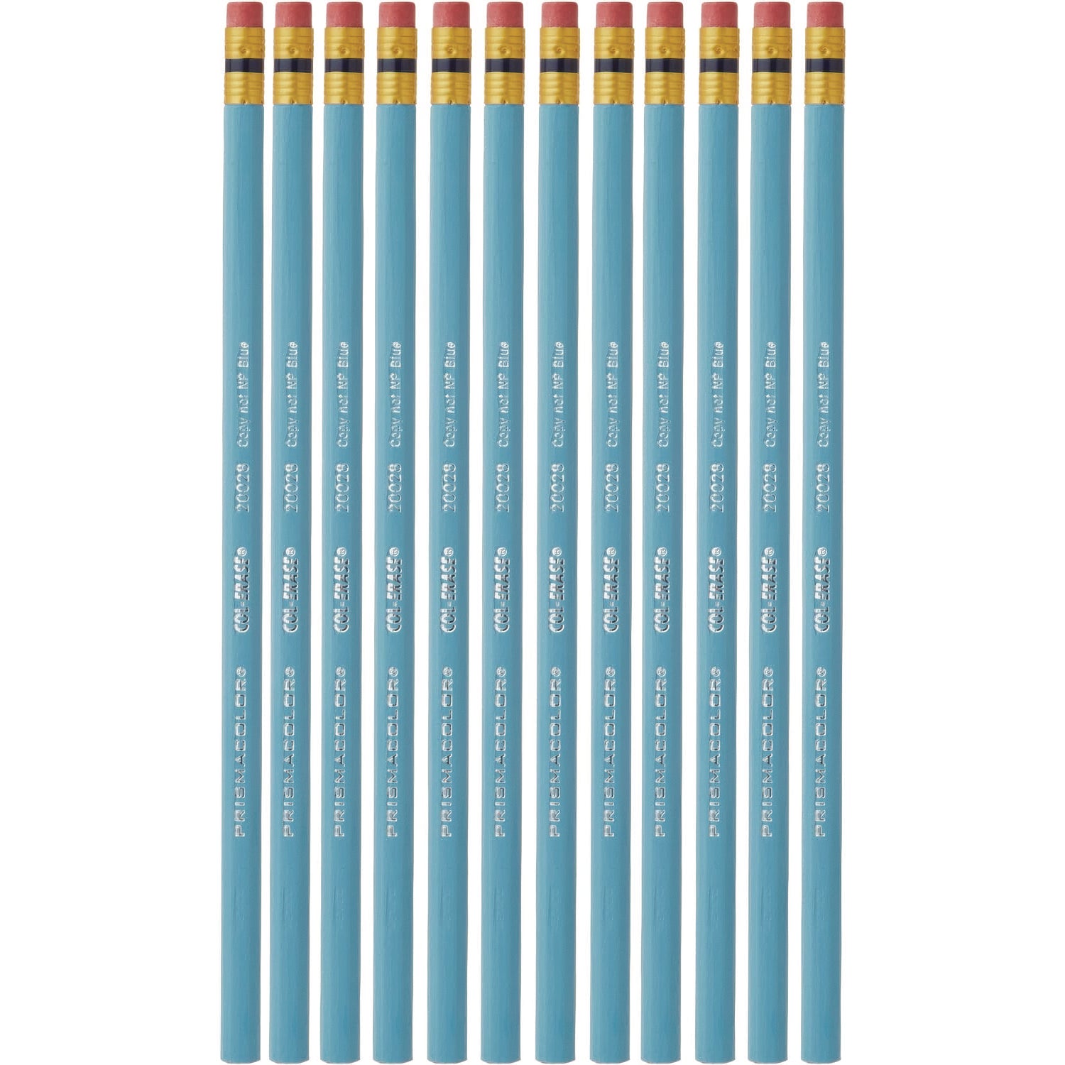 Col-Erase Pencil with Eraser, 0.7 mm, 2B, Non-Photo Blue Lead, Non-Photo Blue Barrel, Dozen