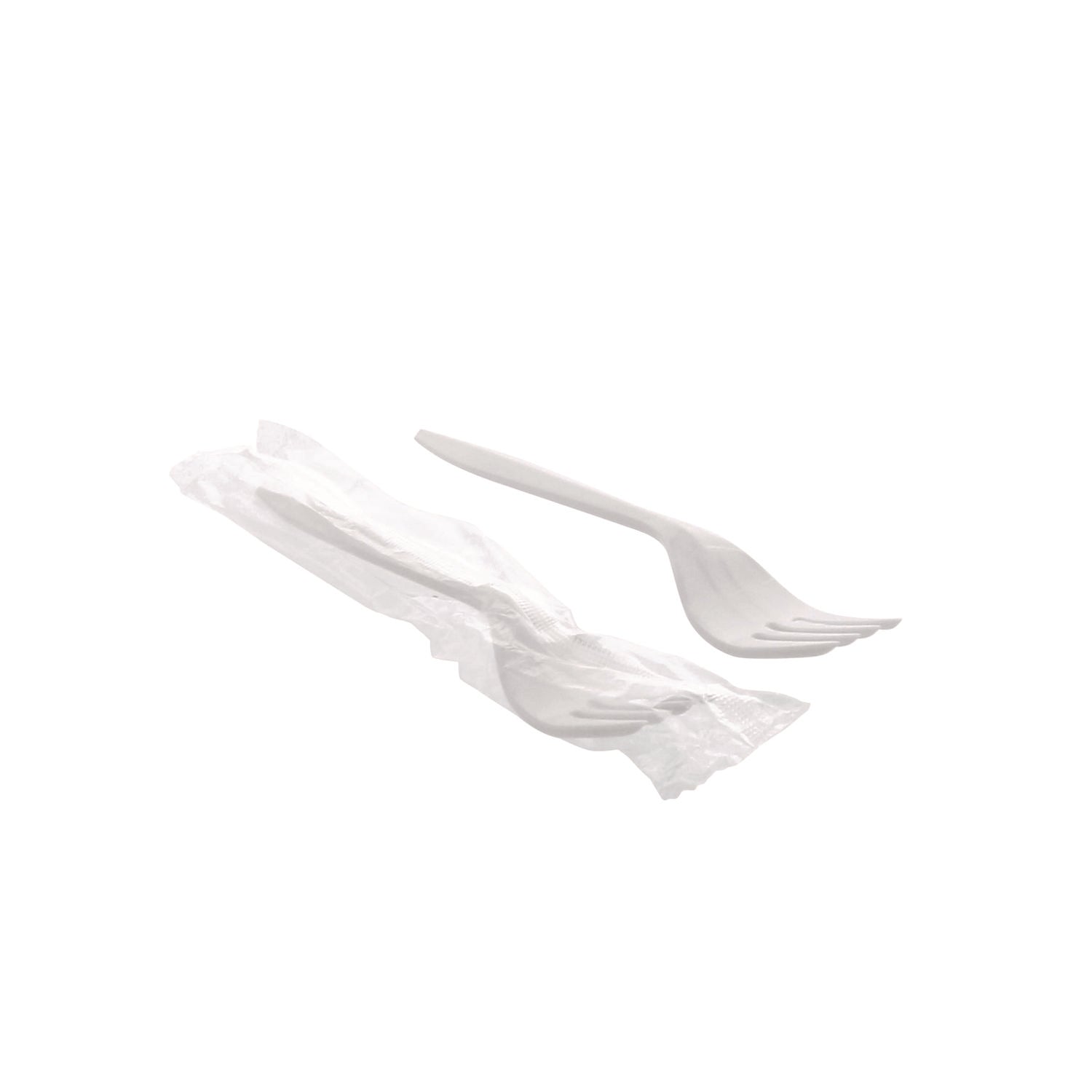 Pactiv Evergreen Fieldware Cutlery, Individually Wrapped, Mediumweight Fork, Plastic, White, 1,000/Carton