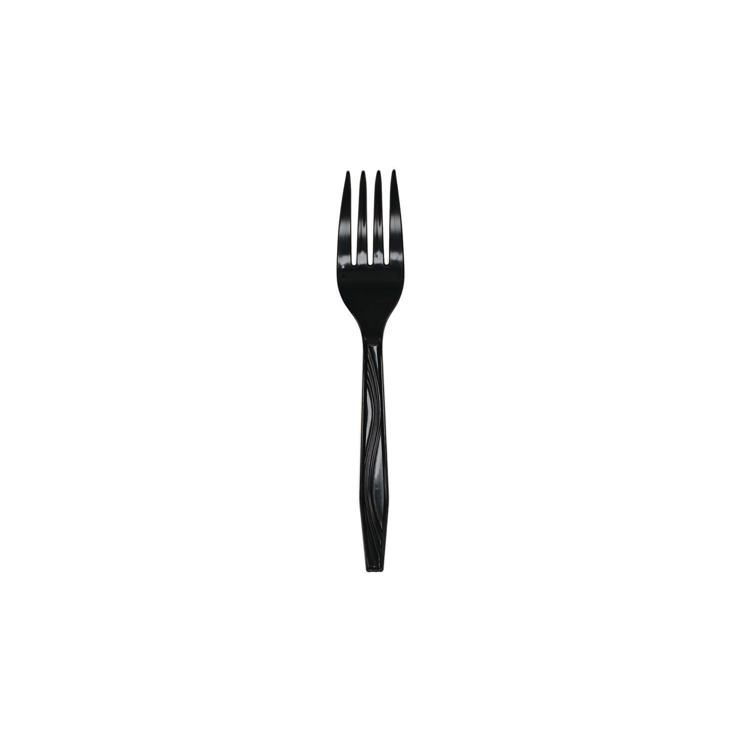 Pactiv Evergreen Meadoware Cutlery, Individually Wrapped, Medium Heavyweight Fork, Plastic, Black, 1,000/Carton