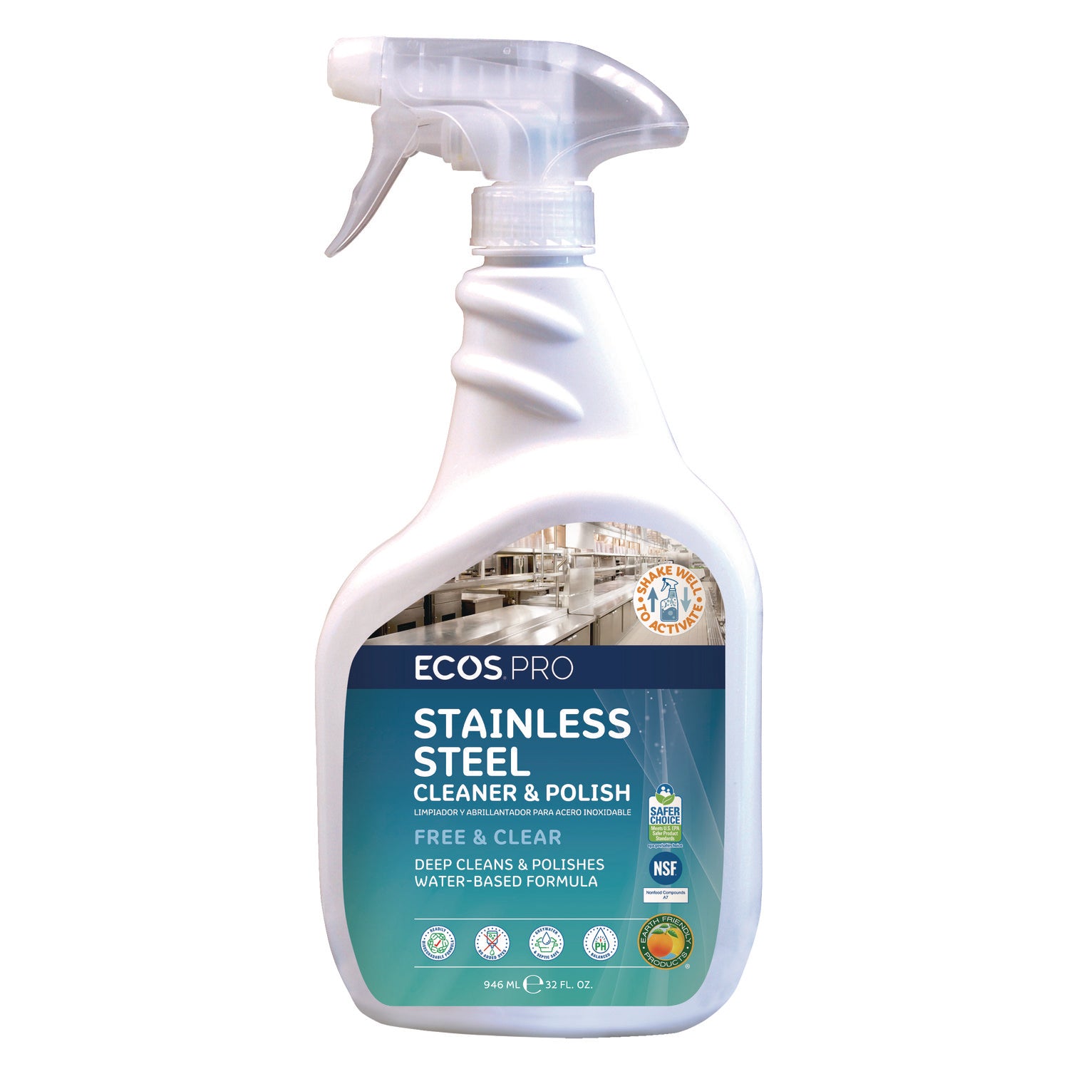 ECOS® PRO Stainless Steel Cleaner and Polish, 32 oz Spray