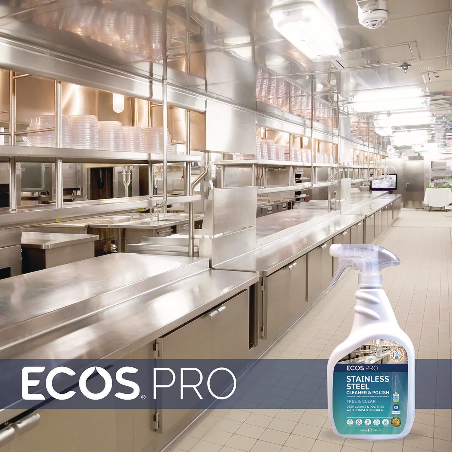 ECOS® PRO Stainless Steel Cleaner and Polish, 32 oz Spray